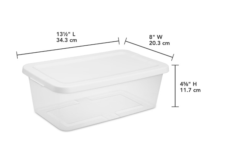 Sterilite 6 Qt Storage Bins 10 Pack Clear Plastic Containers Snap Lid White
