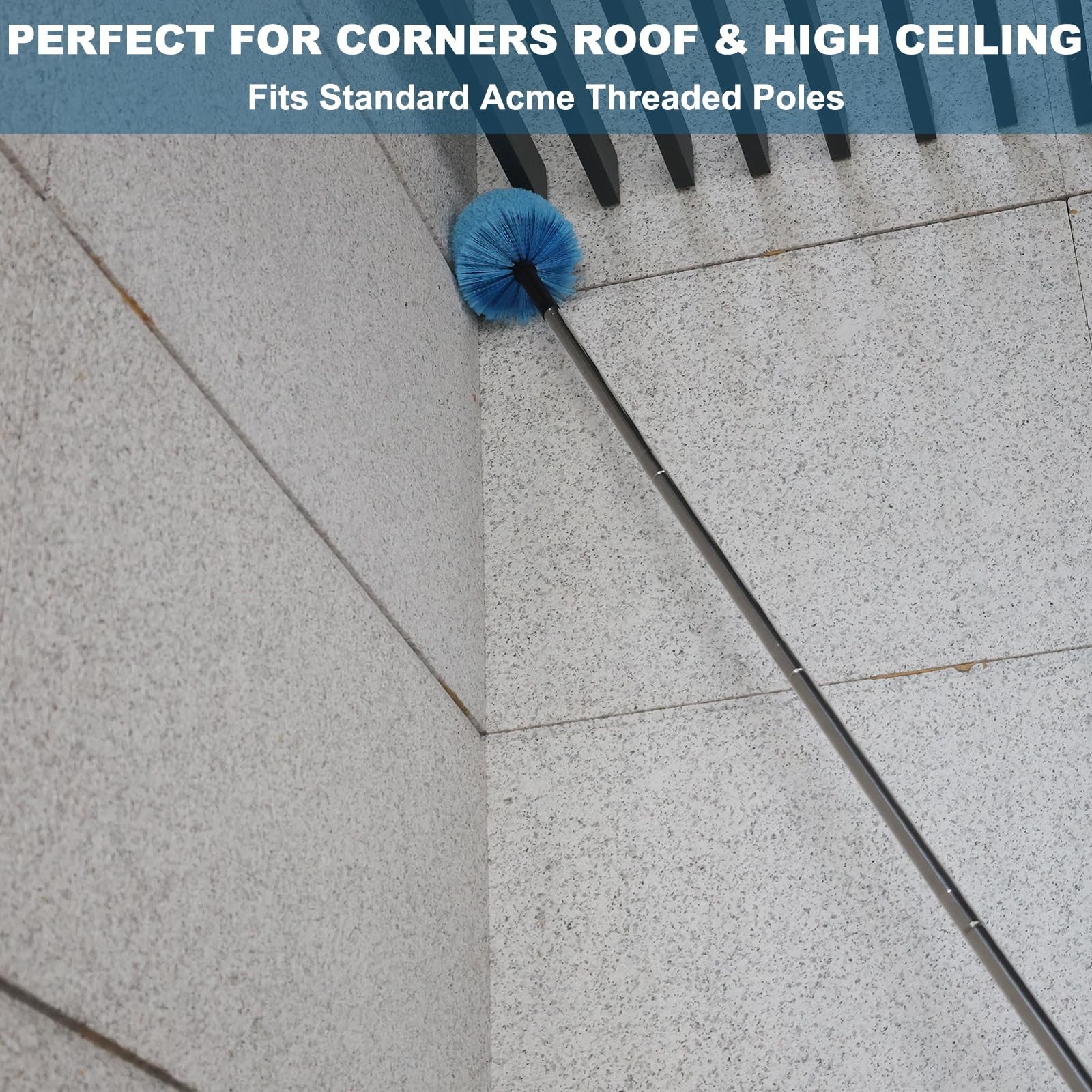 Twist-On Cobweb Duster Head Brush Indoor Outdoor SpiderWeb Remover Duster