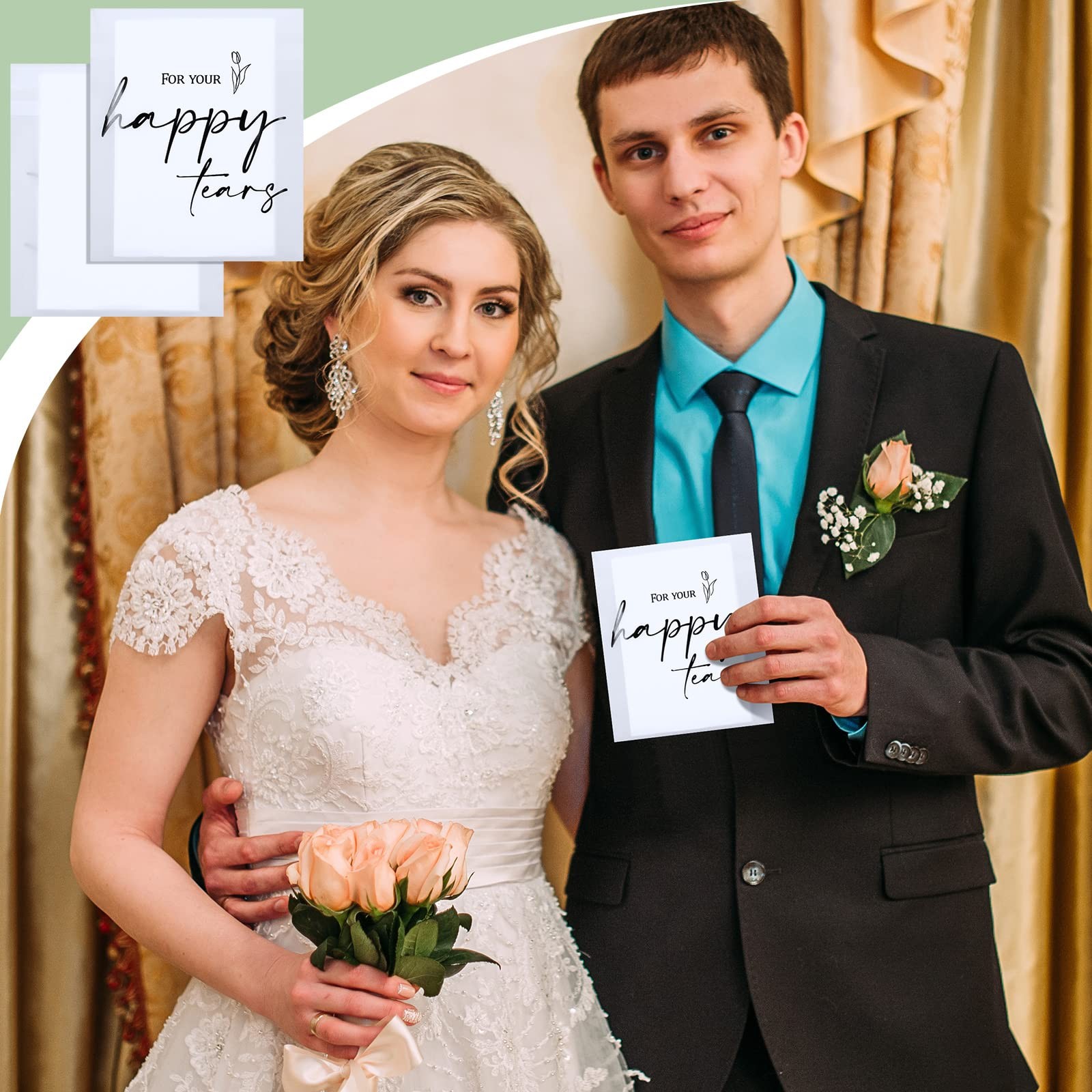 Happy Tears 3 Ply Tissues, 30 Pack, Wedding Guest Favors, White