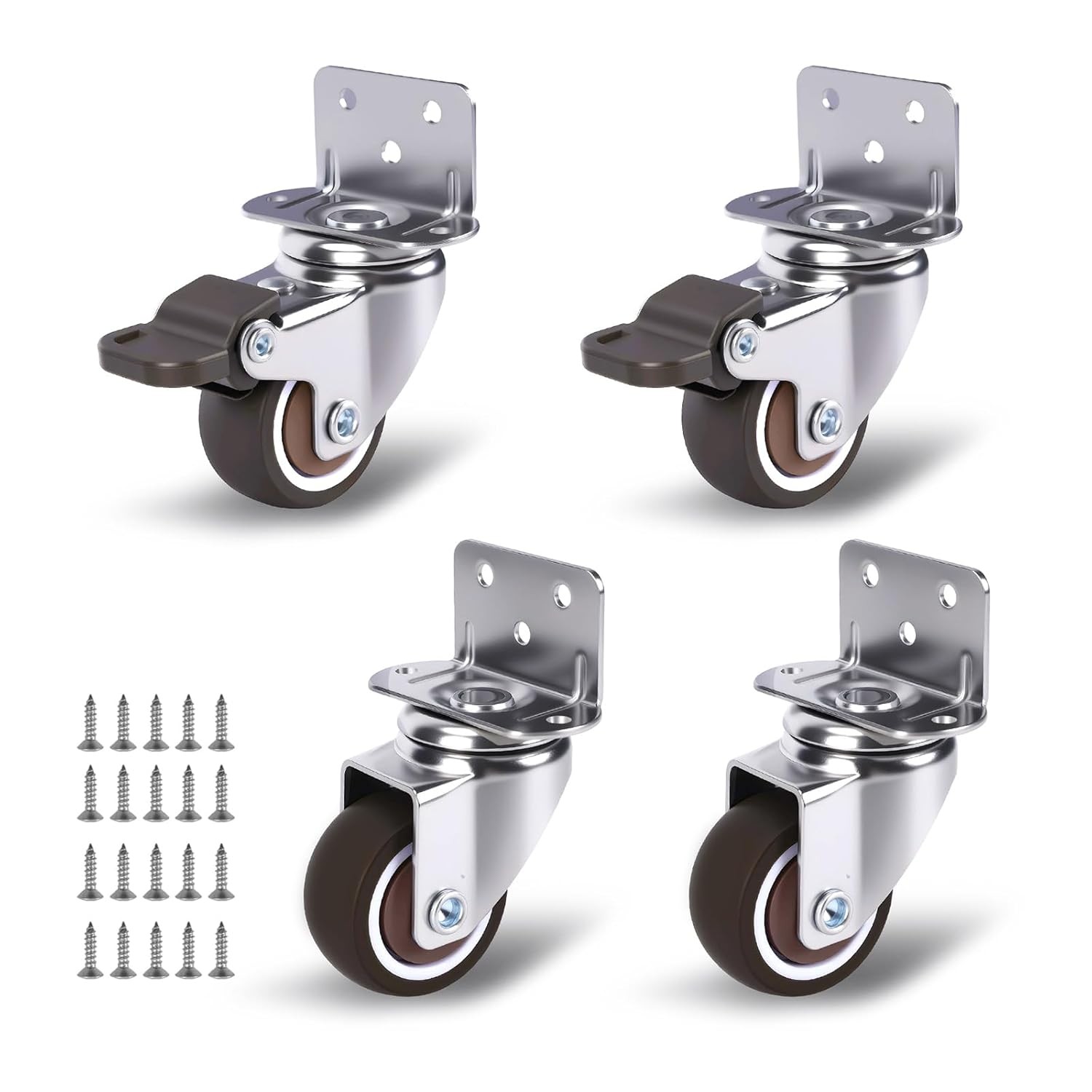 1 Inch Small Caster Wheels Set of 4, L-Bracket Casters Low Profile Side Mount…