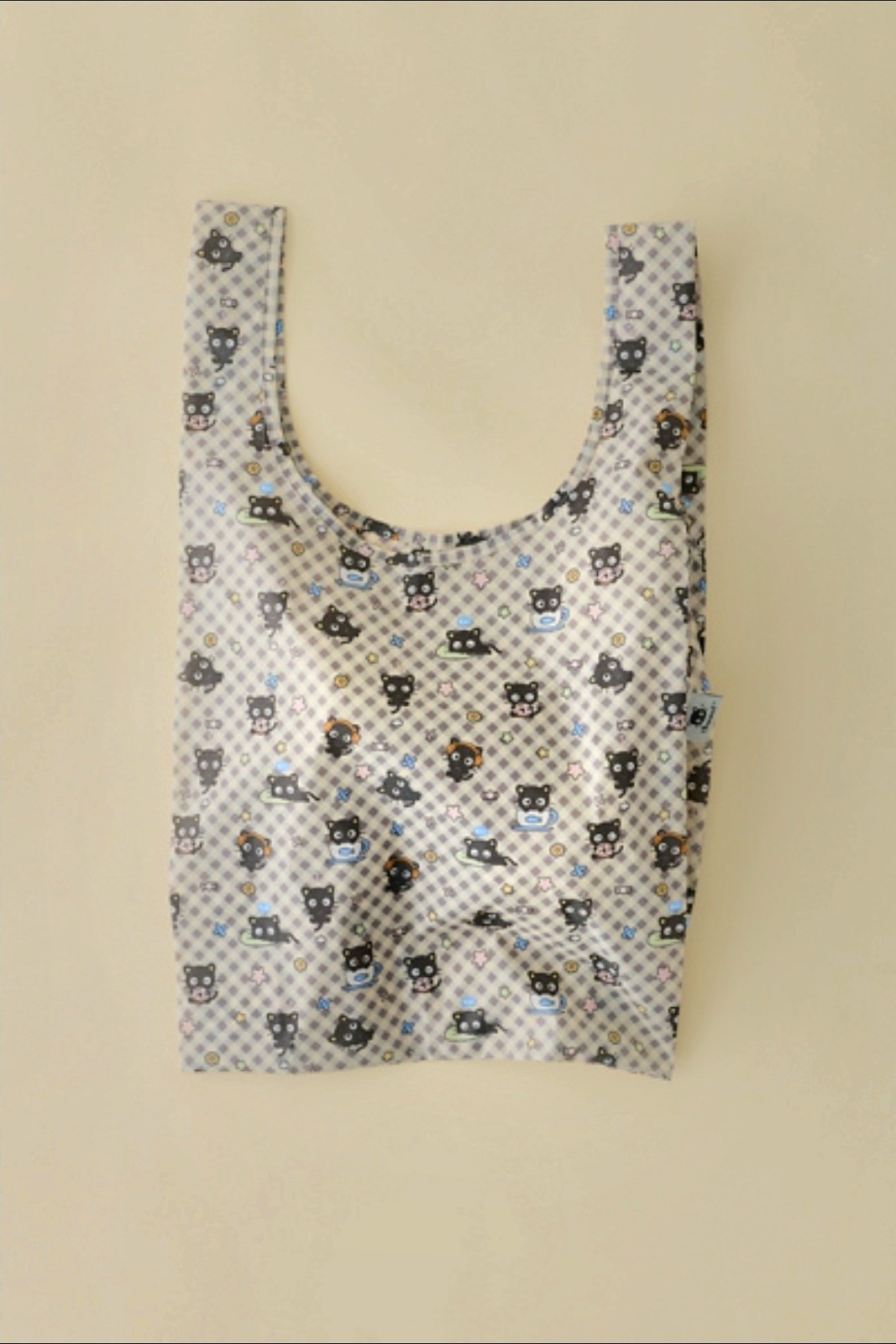 BAGGU PatternedStand Baggu Reusable Tote Bag Chococat Gray Gingham UO Exclusive