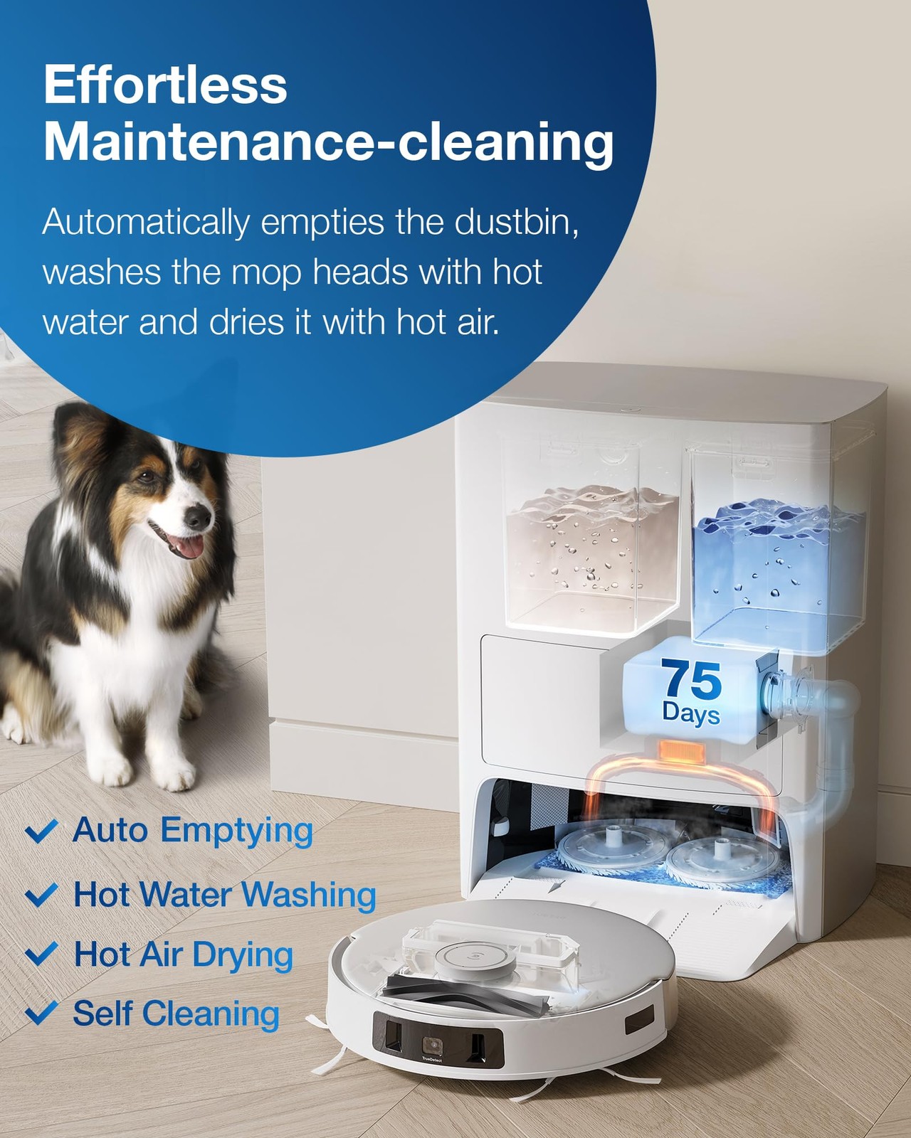 ECOVACS DEEBOT T20 Omni (DLX23) Robot Vacuum and Water Mop Washing-Drying White