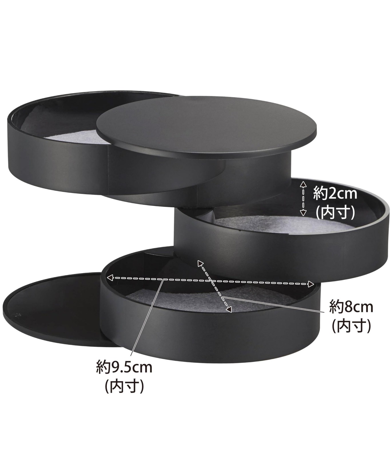 Yamazaki Accessory Tray, 4 Tiers, Black, W10 x D10 x H10cm, Tower