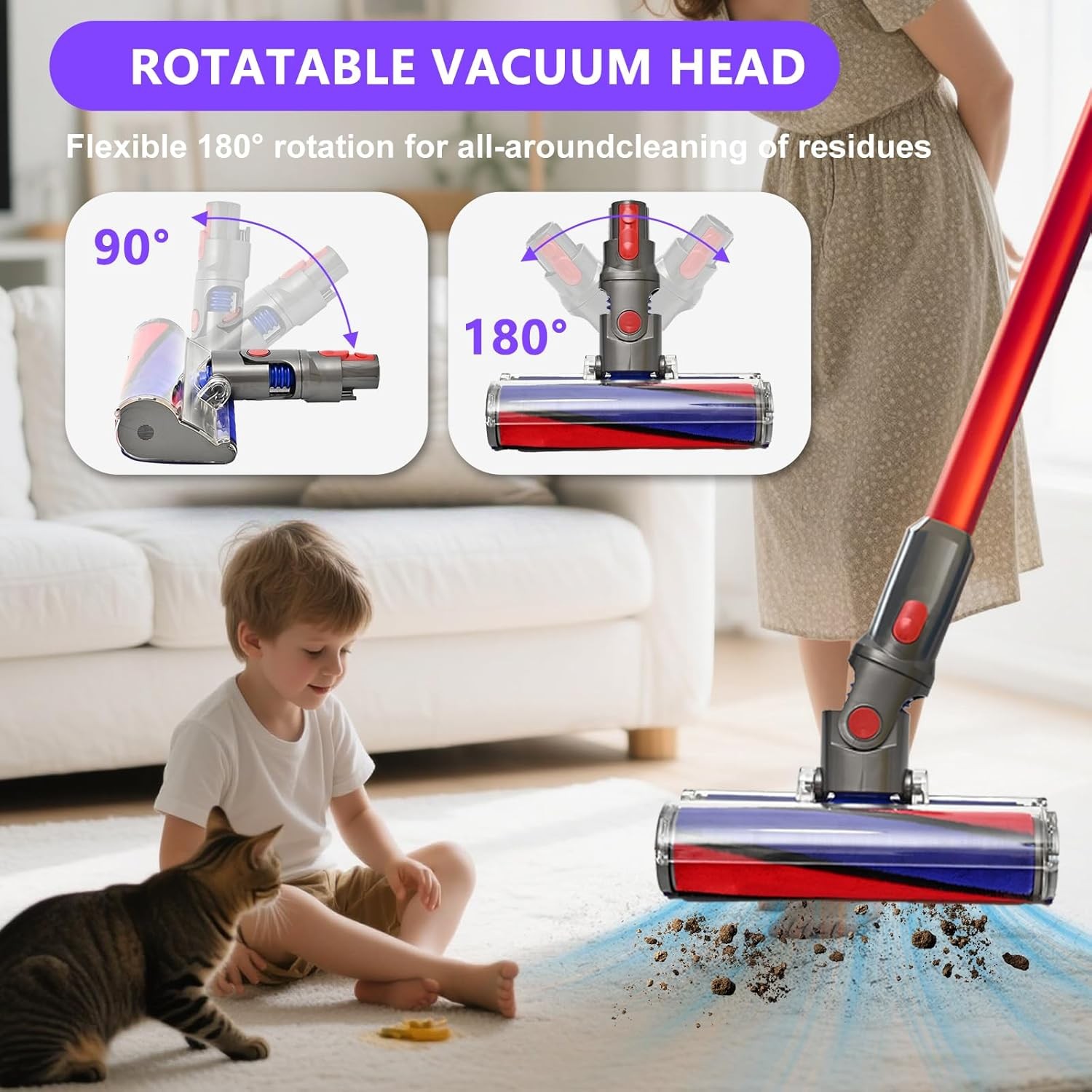 Soft Roller Replacement Head for Dyson V7 V8 V10 V11 V15 Cordless Vacuum Cleaner