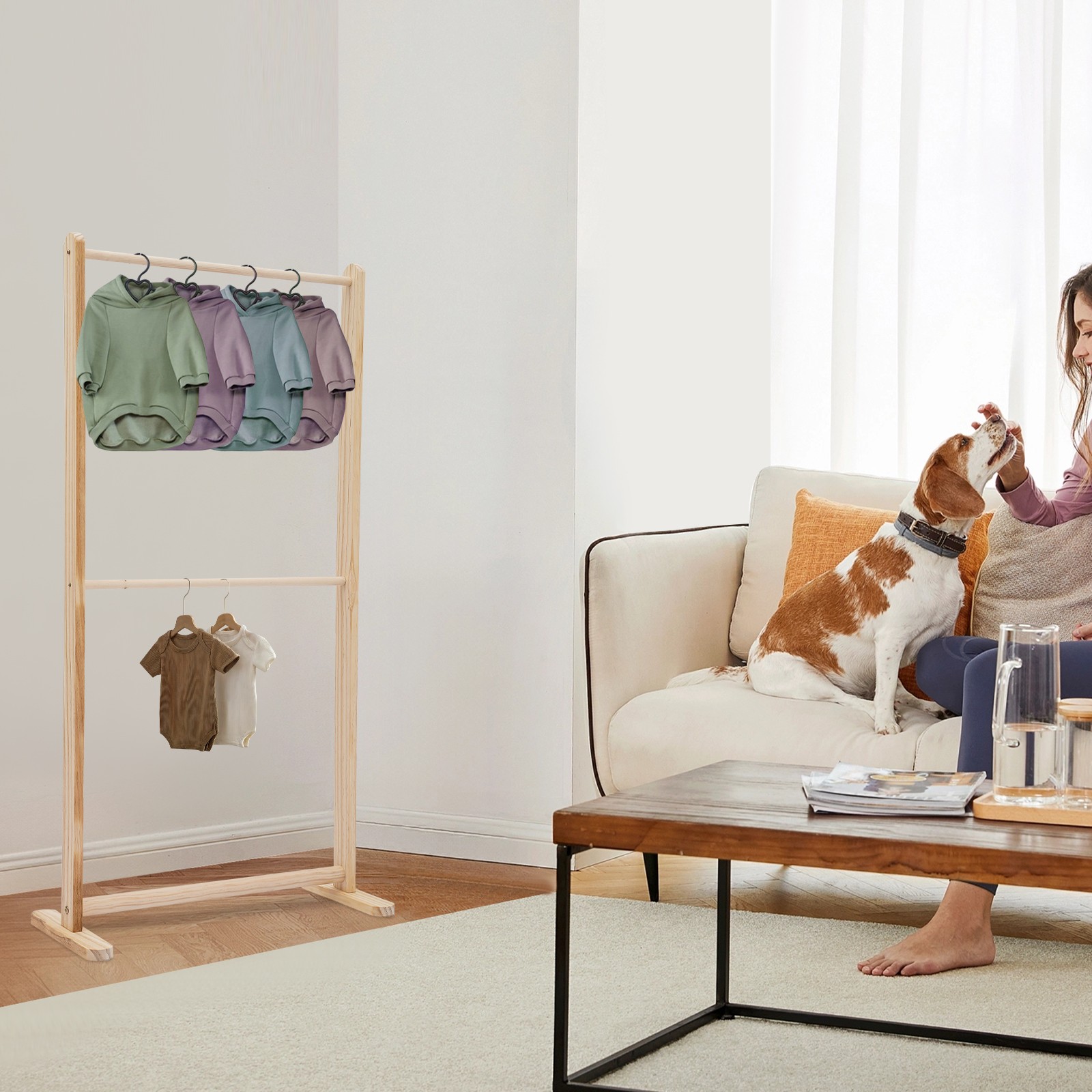 2 Tiers Pet Clothing Display Stand Dog Clothes Storage Rack Cat Garment Stand