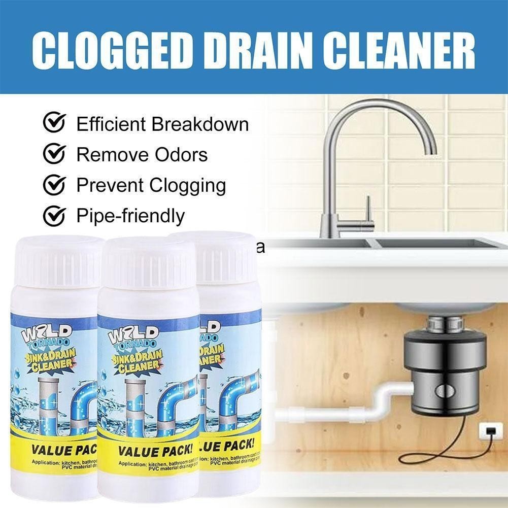 3x Fast Drain Remover Hot Sink Pipe Dredge Quick Foaming Cleaner 3.9 oz/ 110 g