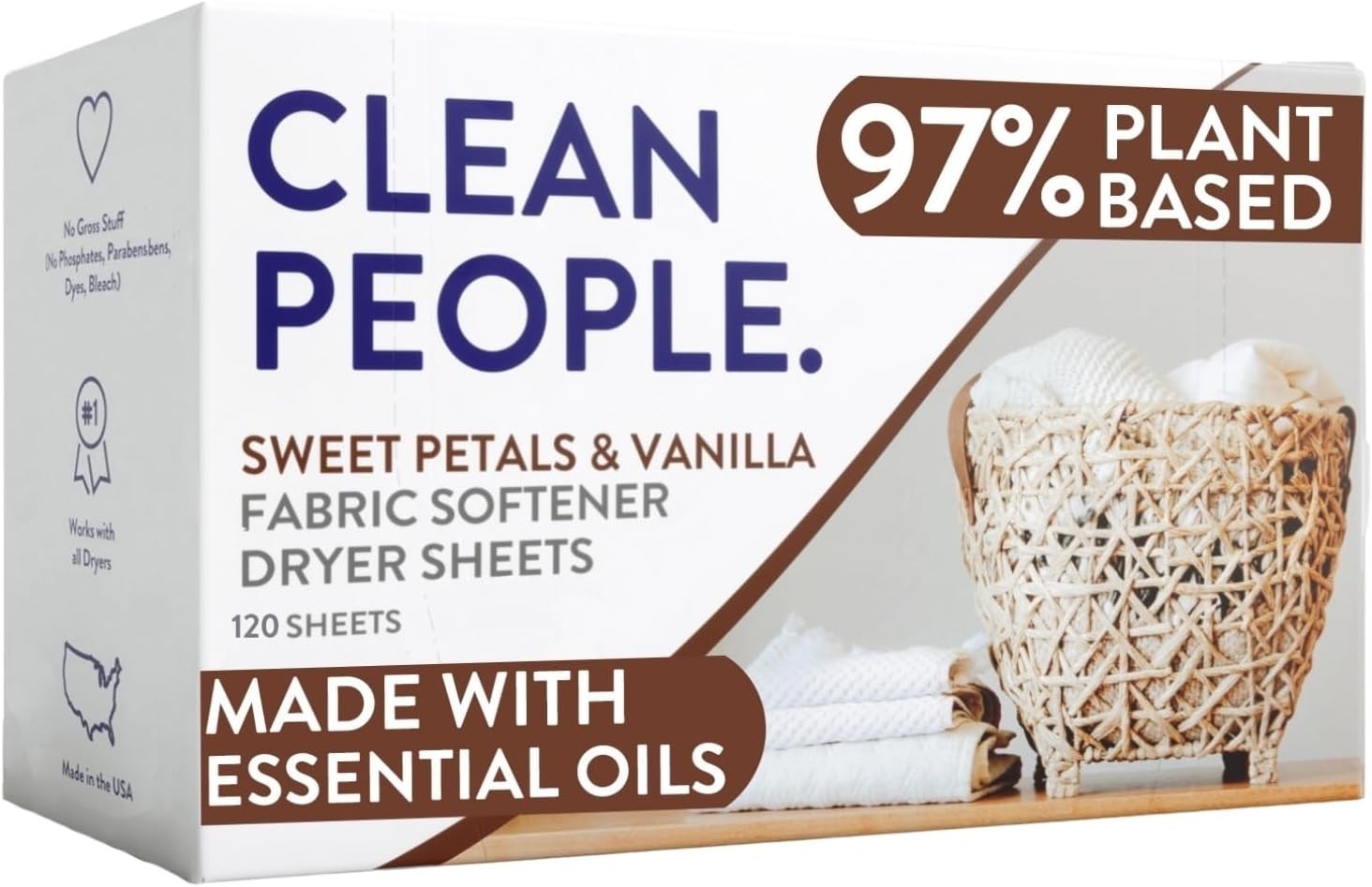Fabric Softener Sheets 120 Pack Softens Static Cling Essential Oils