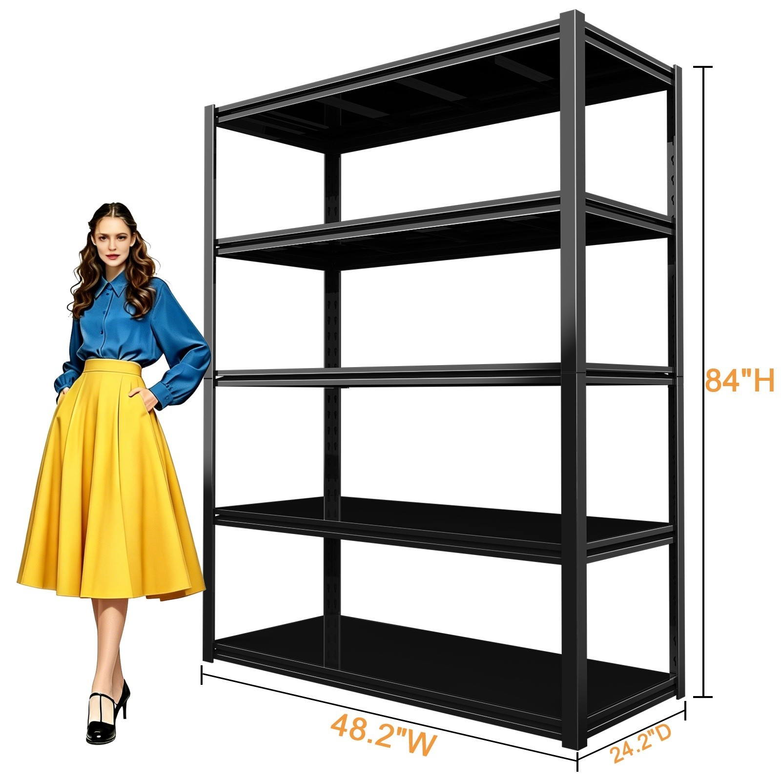3000lbs Steel Garage Storage Shelves 84″H Heavy Duty Shelving Industrial Rack