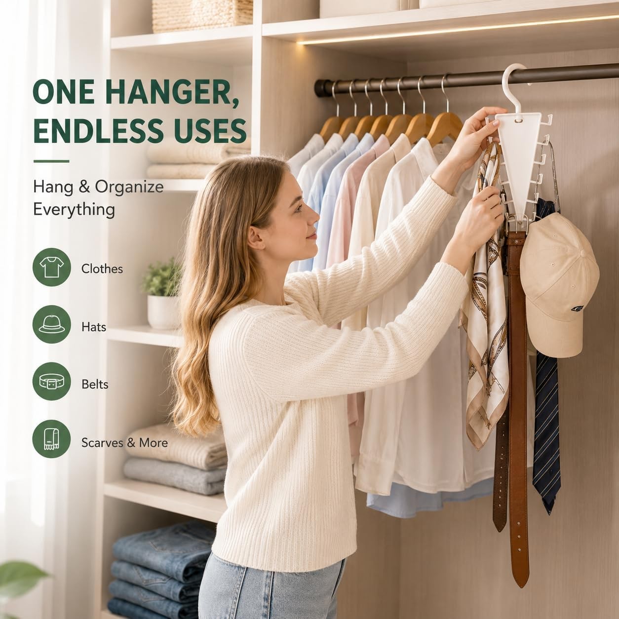 12 Hooks Space Saving Closet Hanger Organizer, V-Shape Multi Hook Clothes Hanger