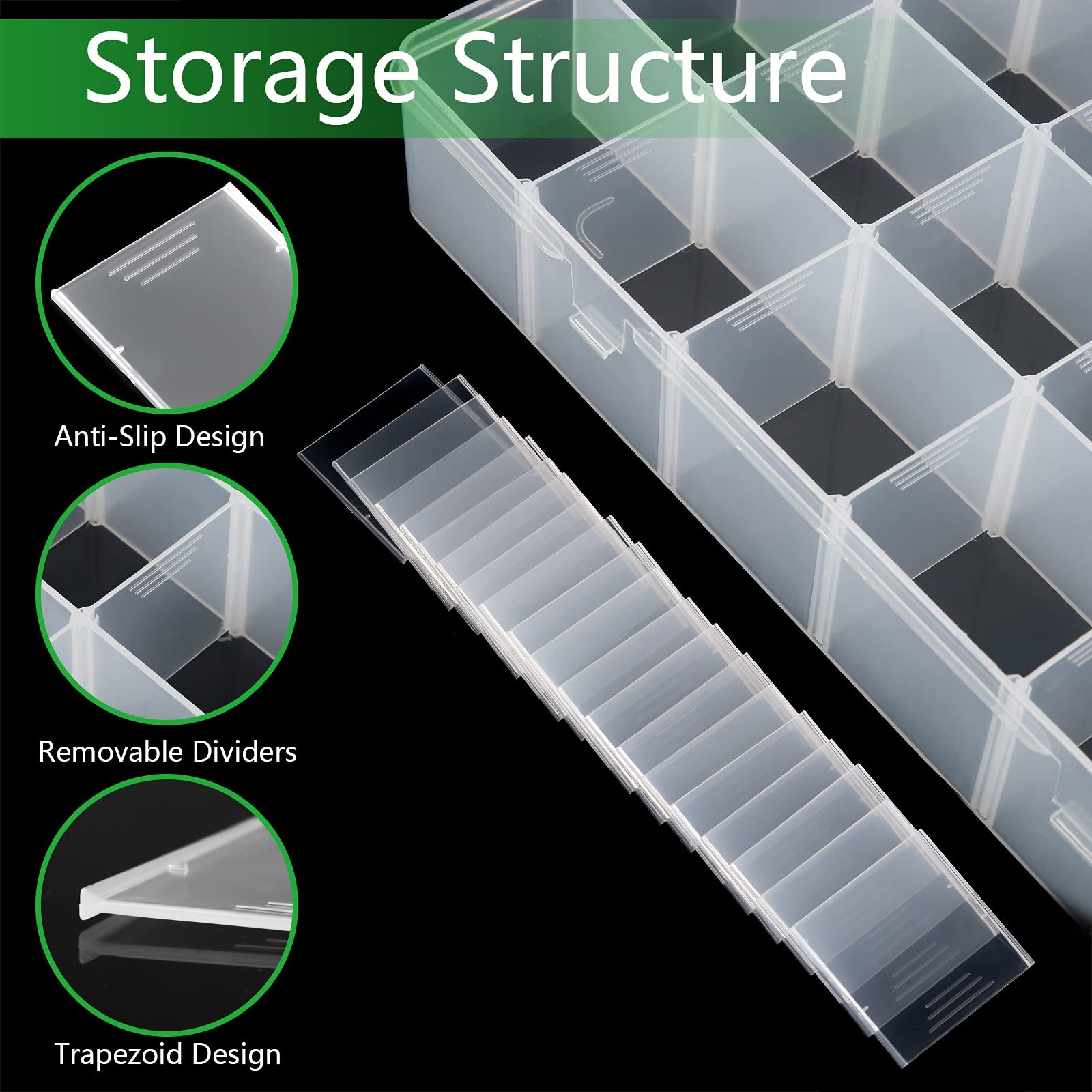 Gbivbe Large 24 Grids Plastic Organizer Box 14×9.3×2.4 inches, Clear-1
