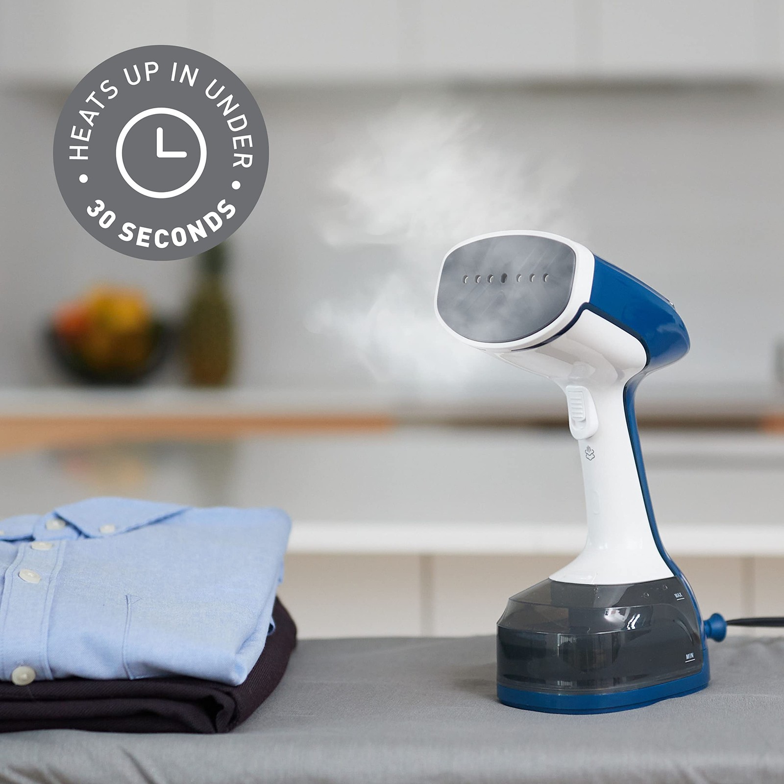 Sunbeam 1200W Handheld Garment Steamer Quick Heat Extra Steam Easy Use Blue