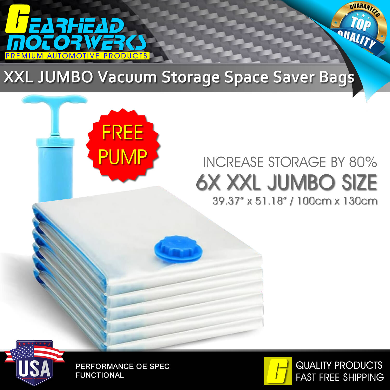 XXL Jumbo Vacuum Storage Bags Comforters Bedding Clothes Space Saver Hand Pump