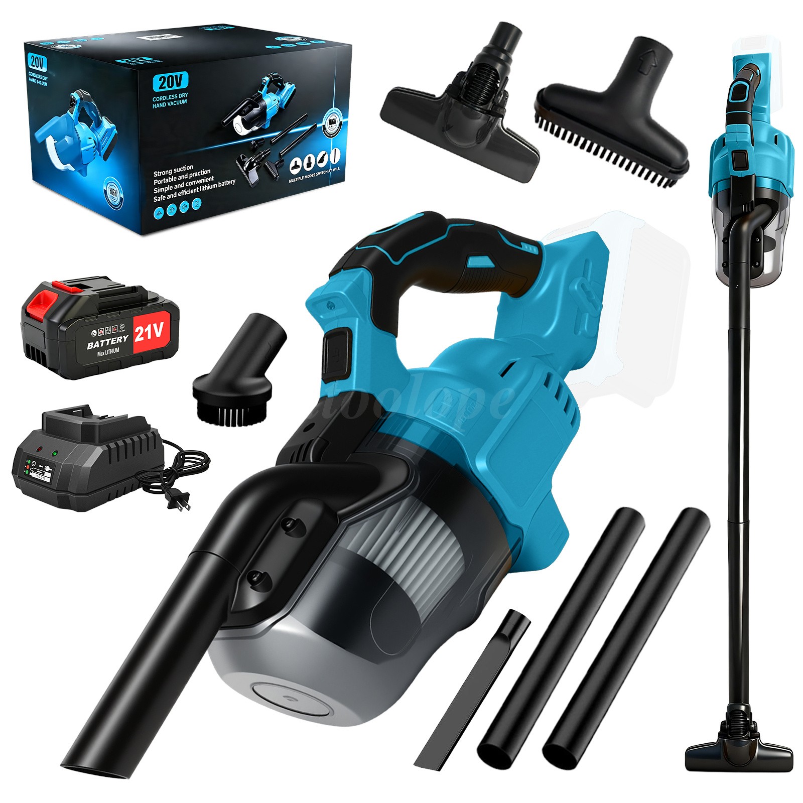 5-in-1 Cordless Stick Vacuum 300W HEPA Filter 2.6A Battery For Home Car Pet Hair