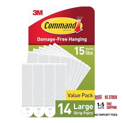 15 lb Large Picture Hanging Strips (28 Strips), Damage-Free Hanging 14 Pairs