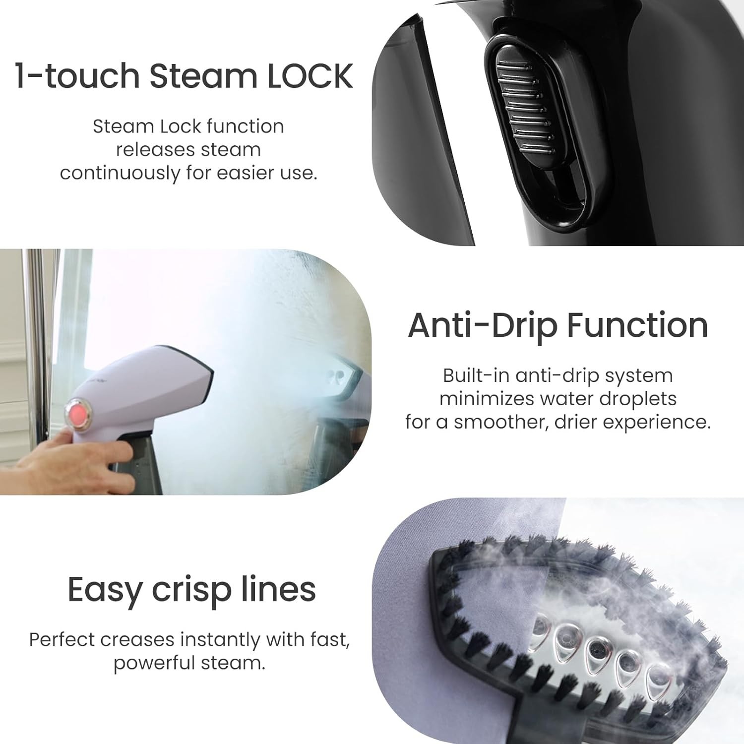 Compact Travel Steamer with 280ml Reservoir – Turbo Steam for All Fabrics