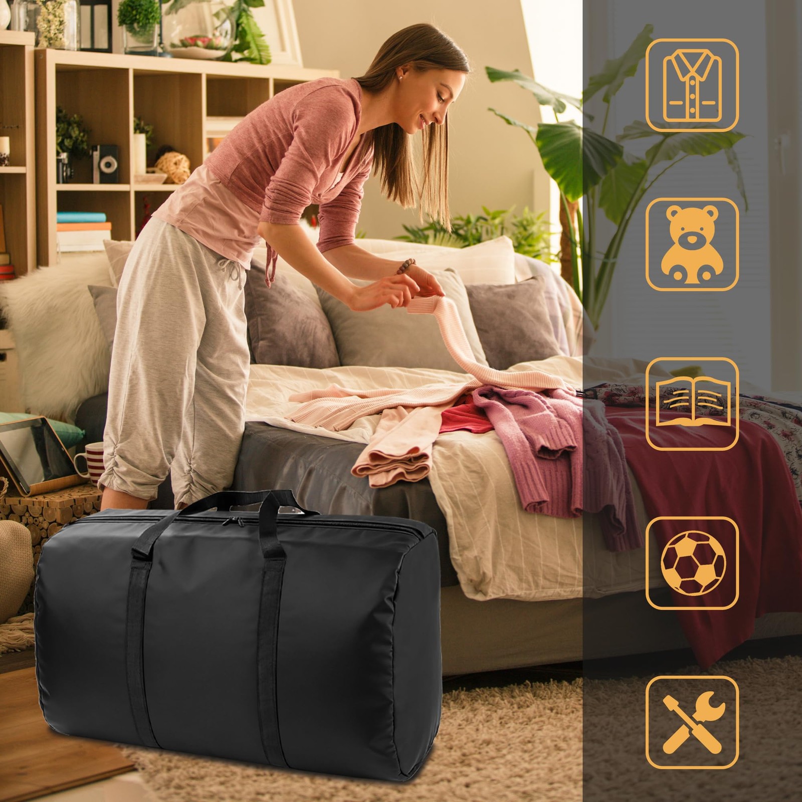 4 PCS 96L Extra Large Moving Bags Heavy Duty Storage Totes Zipper Handles