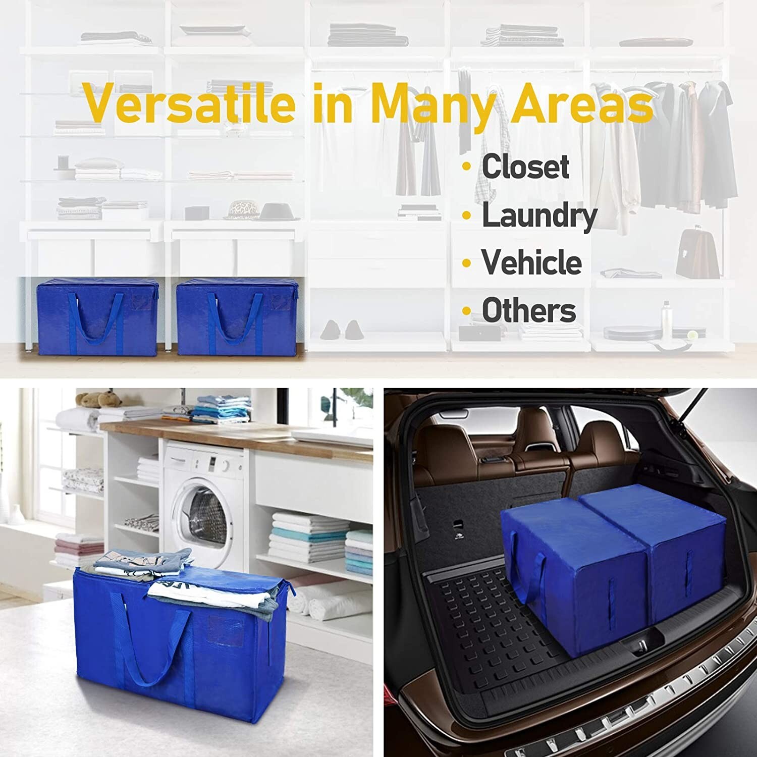 2-8 Pack Extra Heavy Duty Large Moving Bags W/ Strong Zipper Comfortable Handles