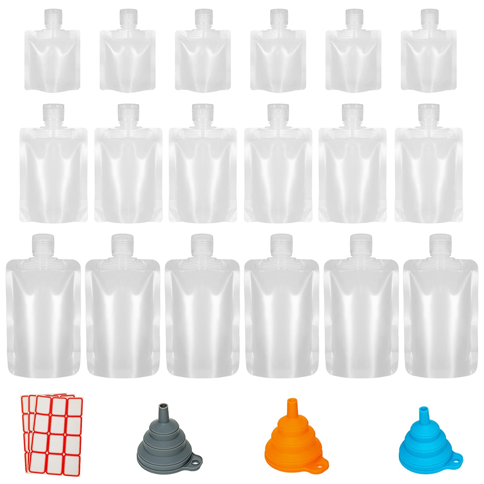 HQLESHUI 18 Pieces 3 Sizes 30ml/50ml/100ml Travel Size Pack of 18, Clear