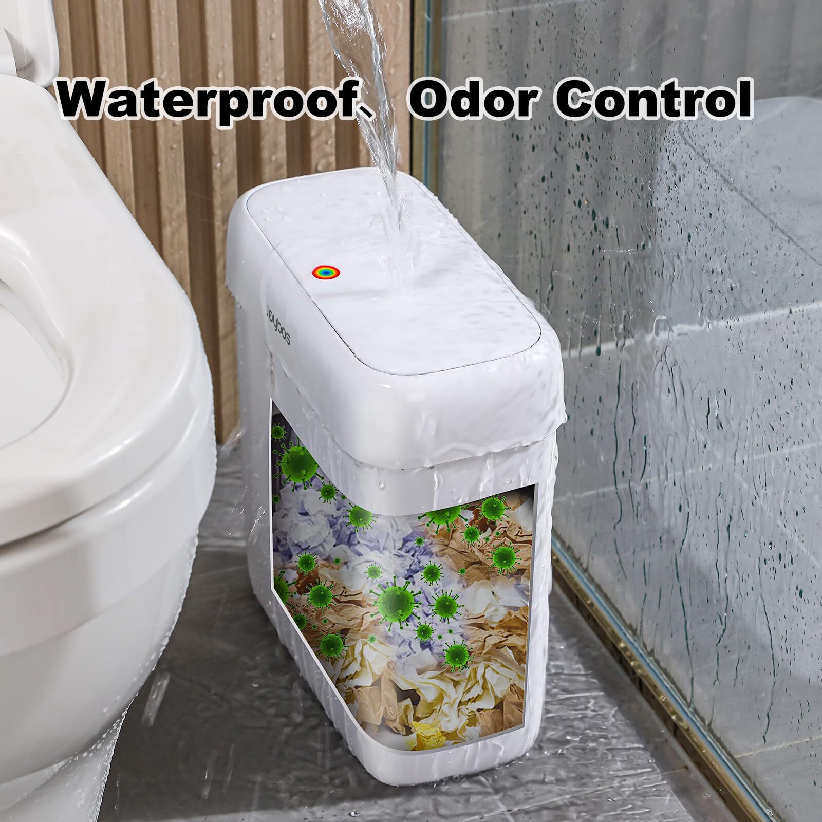 Bathroom Small Trash Can With Lid10l / 2.7 Gallon Slim Garbage Bin Wastebasket W