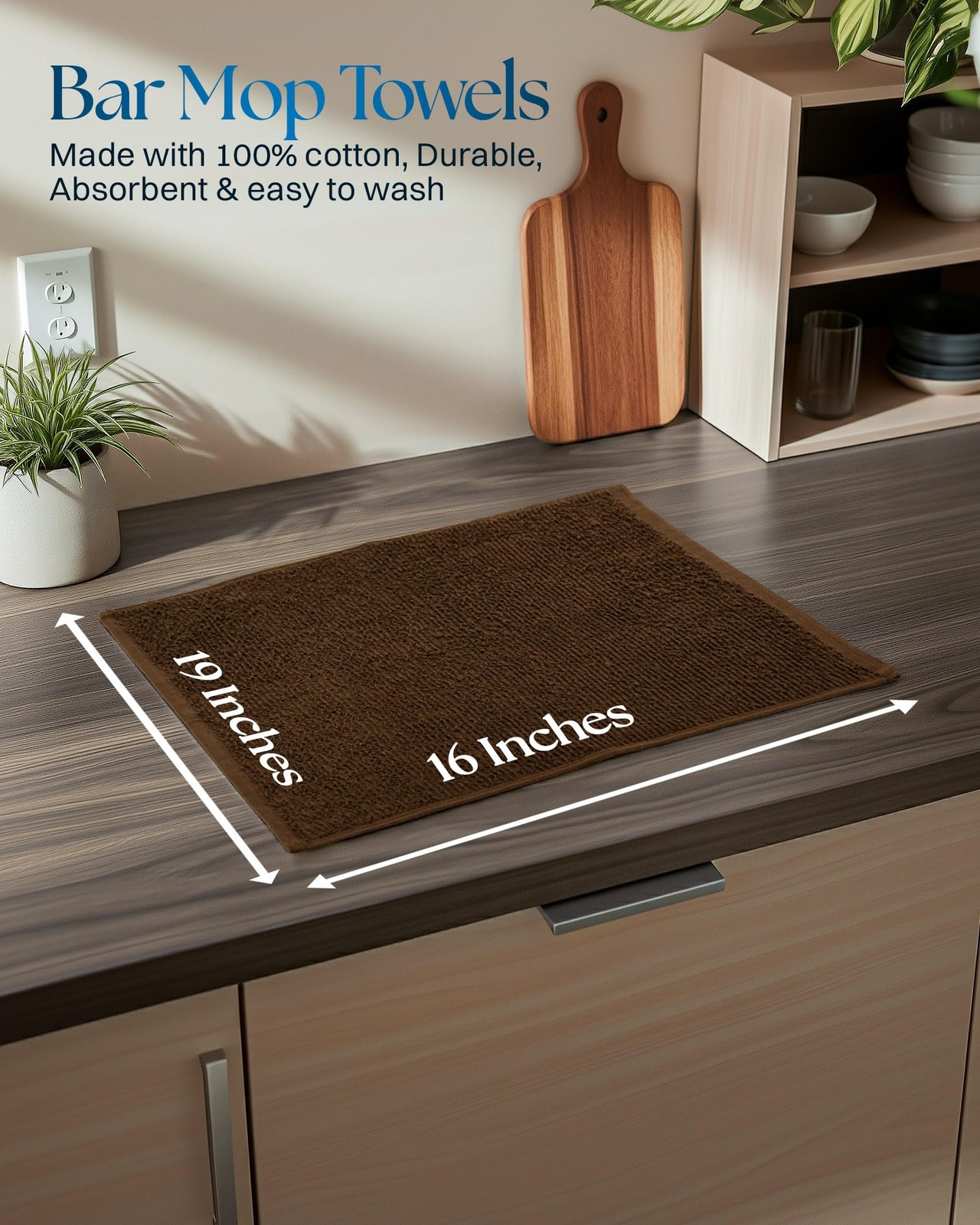 Kitchen Bar Mops 16 x 19 Inches, 100% Cotton Super Absorbent Ribbed Bar Towel…
