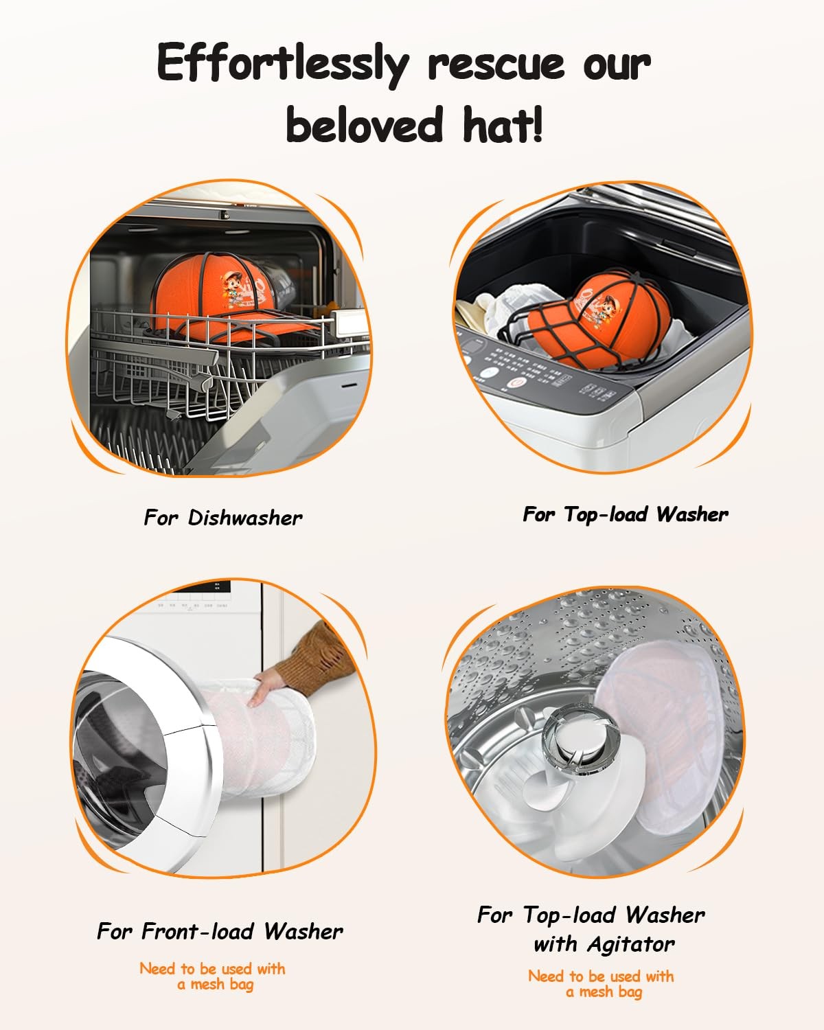 XQXA Hat Washer Cage – No Assembly Needed Hat Cleaner | Perfect Fit for Adult