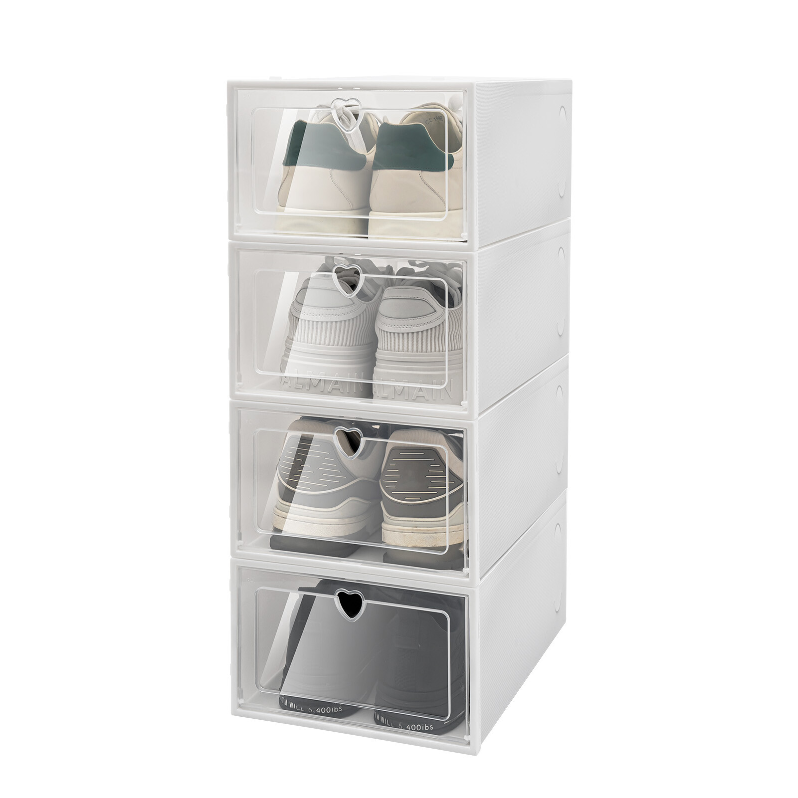 20pcs Stackable Shoe Storage Box Durable Plastic Sneaker Display Case Organizer
