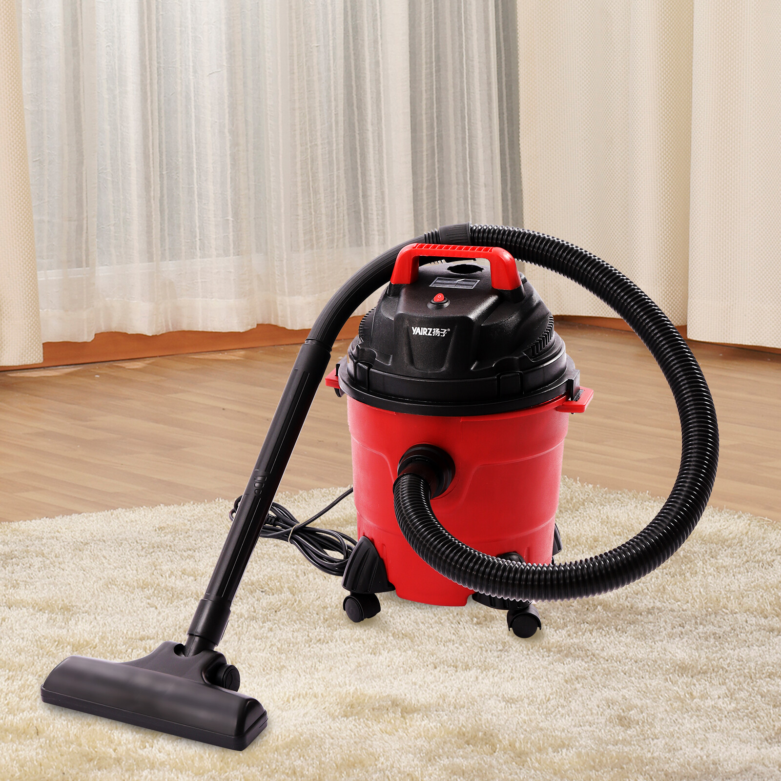 HX-2020 1000W Wet/Dry Vacuum Cleaner 4Gal HEPA Wheels Red