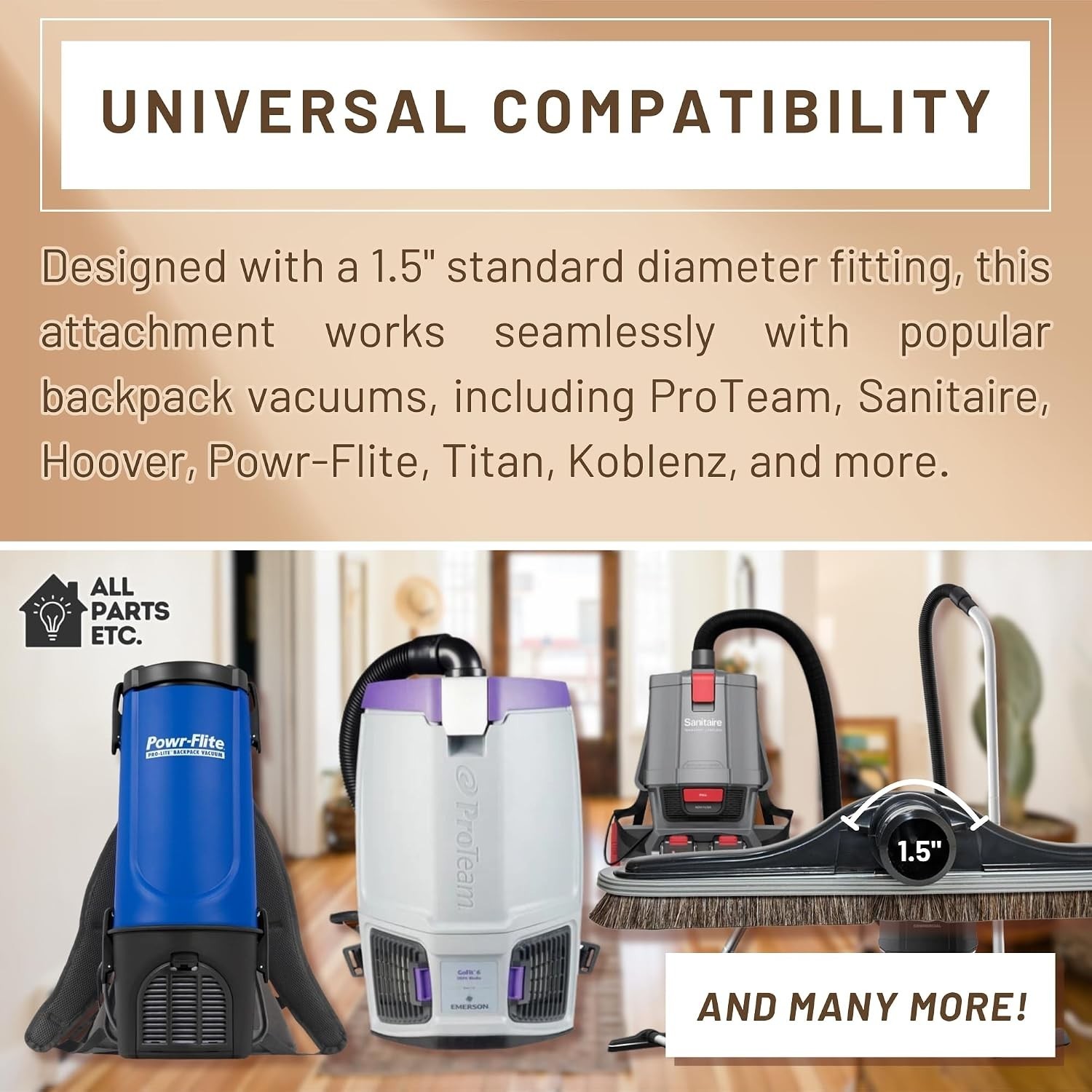 Backpack Vacuum Cleaner Hard Wood Tile Floor Brush 14” Wide with Bumper for N…