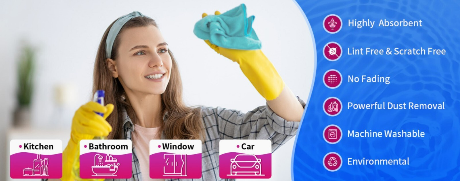 Microfiber Cleaning Cloth Micro fiber Towels Lint-Free Highly Absorbent Rags 8pc