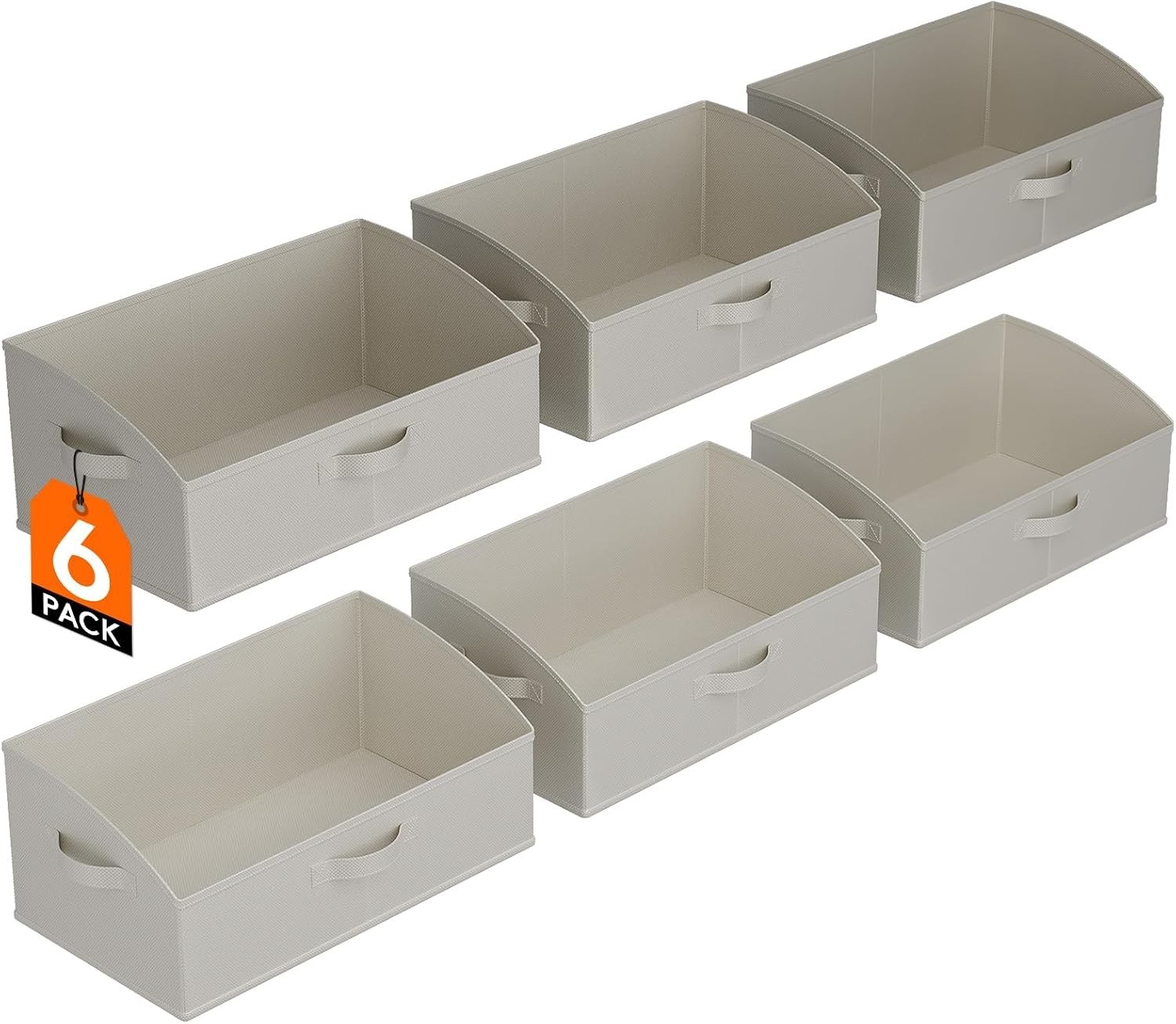 Extra Large Trapezoid Closet Storage Bins – 6-Pack, Foldable Organizer in Lig…