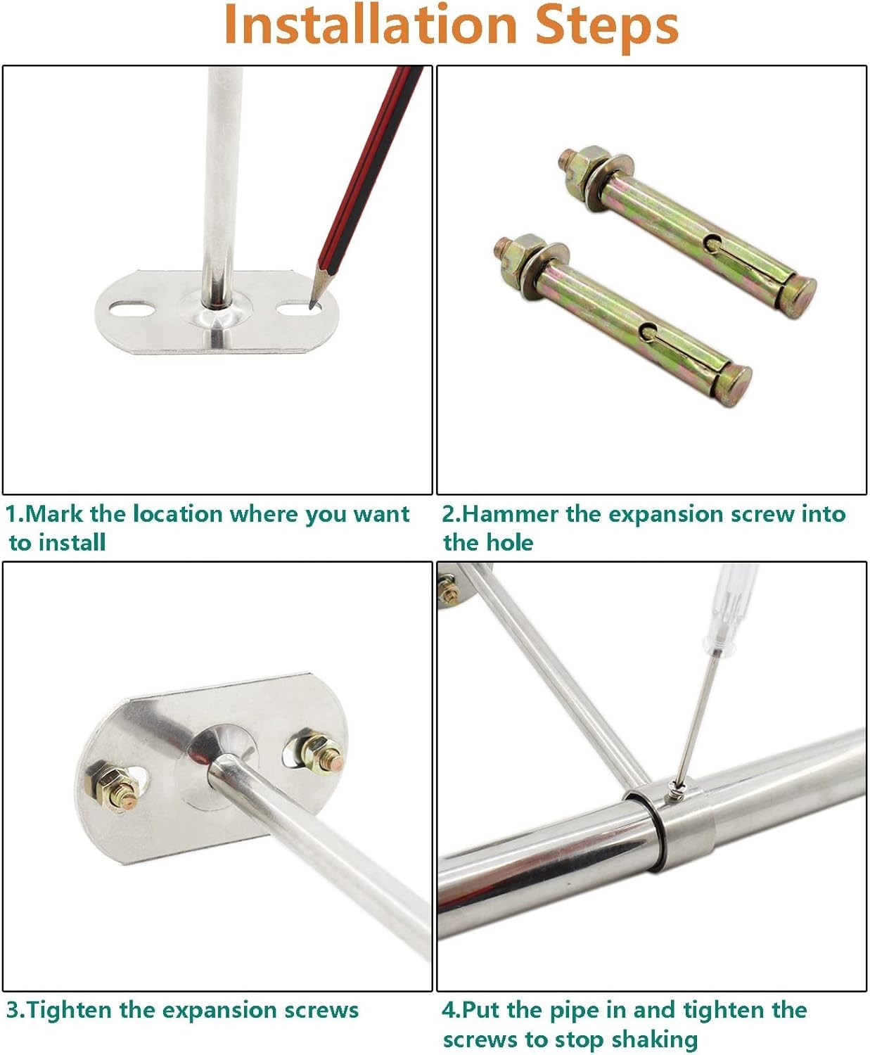 2 Pack Ceiling Mount Bracket, Stainless Steel Wardrobe Pipe Bracket Rod Holde…