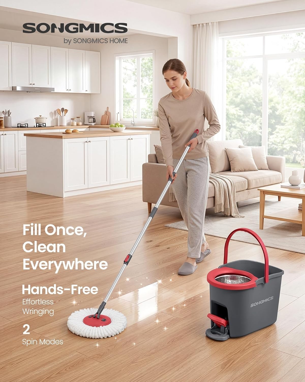Hurricane Spin Mop Home Cleaning System by BulbHead, Floor Mop with Bucket