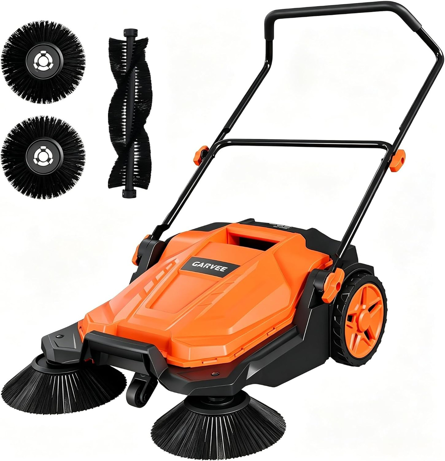 Walk-Behind Floor Sweeper 25.6 Inch Sweeping Width Manual No Electric Durable
