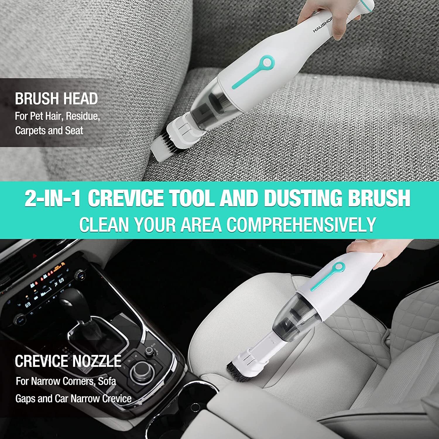 HAUSHOF Handheld Vacuum Cordless Mini Car Vacuum Cleaner 8000PA/12000PA 2 Modes