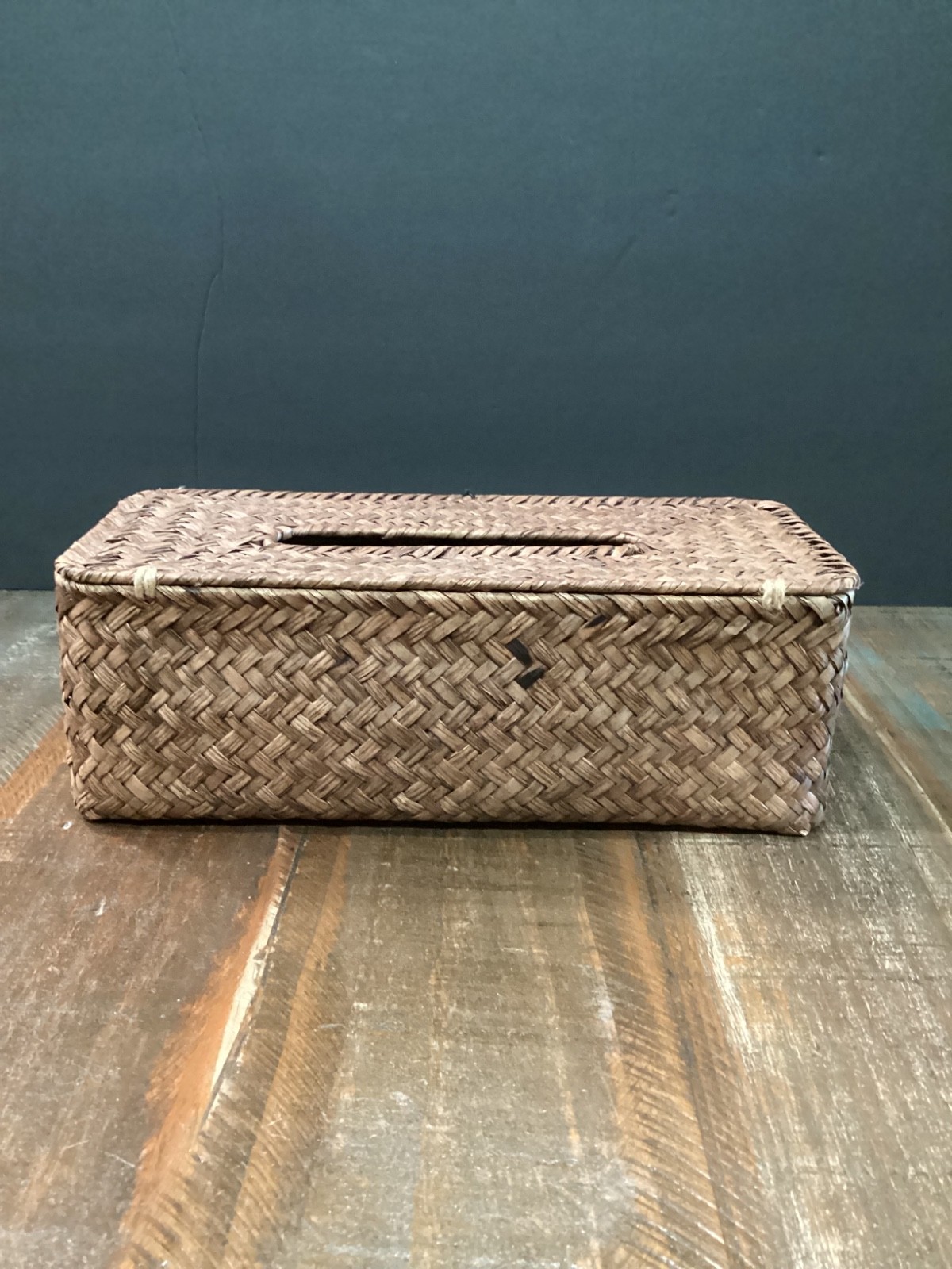 Brown Rectangular Woven Seagrass Wicker Tissue Box Holder Cover