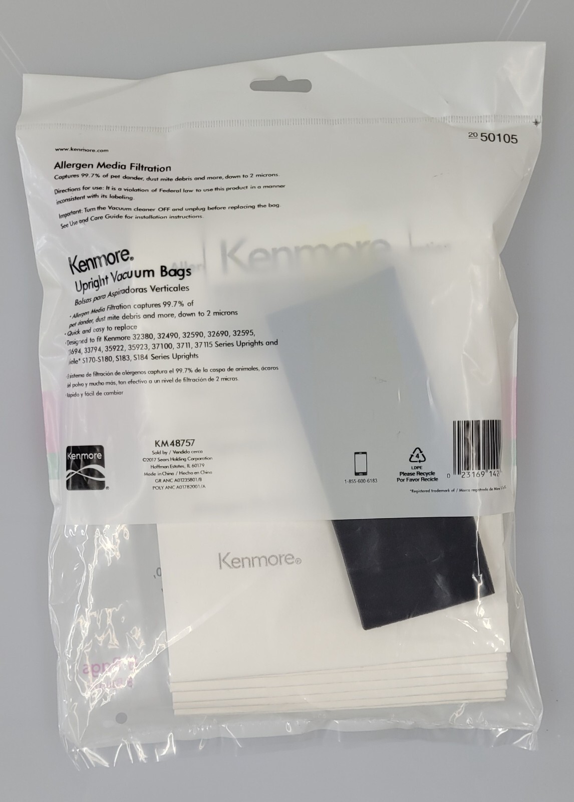 8 Kenmore Type U L O Upright Vacuum Cleaner Bags Allergen 50105 50688 50690 5068