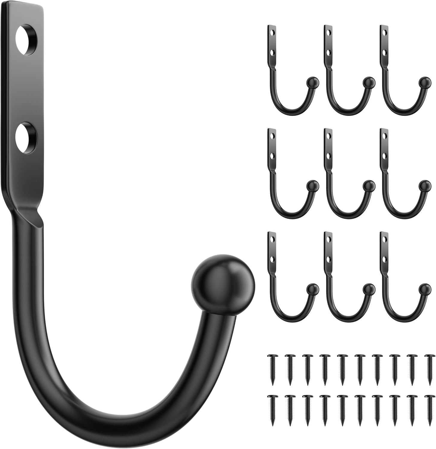 10 Pack Wall Hooks, Metal Hooks Wall Mount, Hold up to 45 Lbs | for Hanging Towe