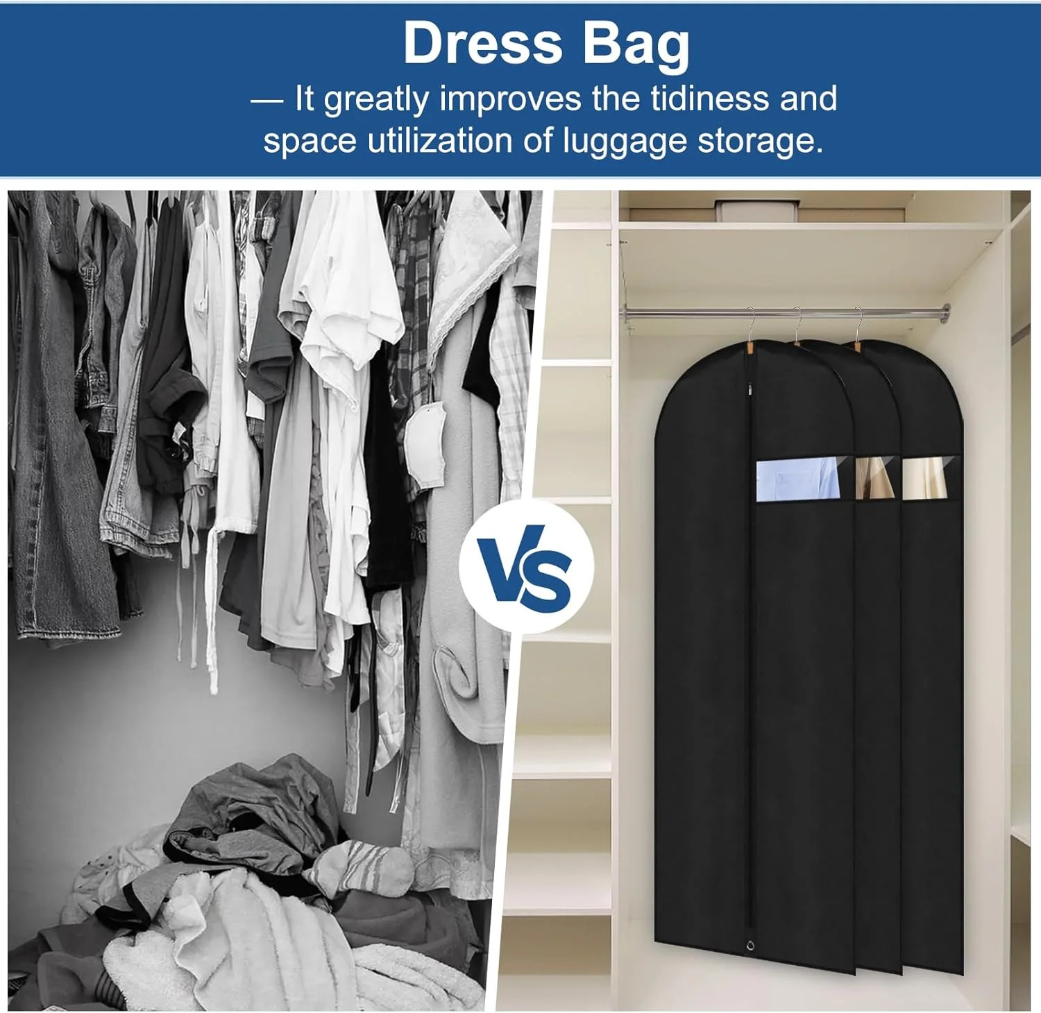 Dress Bags for Gowns,60″ Long Dress Garment Bag, Garment Bags for Hanging Clothe