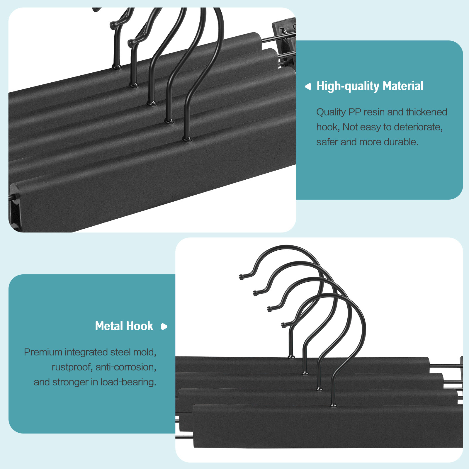 10-60 Plastic Pants Hangers W/ Adjustable Clips for Trouser Coat Garment Jeans
