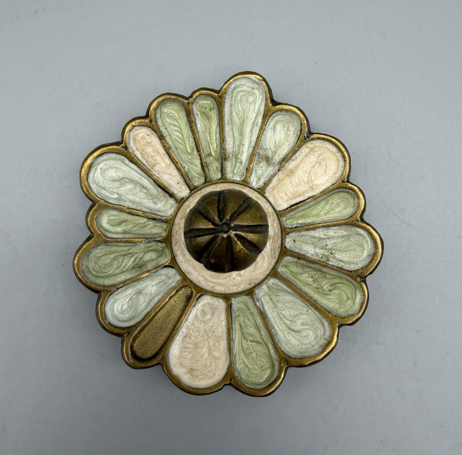Anthropology Art Nouveau-Style Enamel on Brass Flower Hook