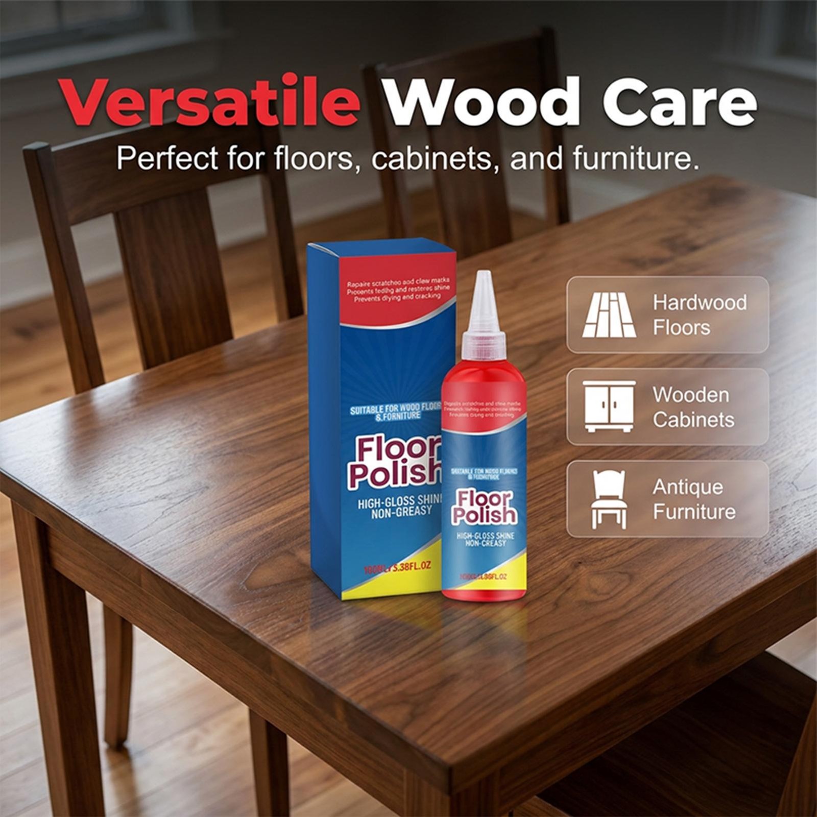 Wood Floor Polish Furniture Repair Polish High Gloss Shine Restorer Non-Greasy