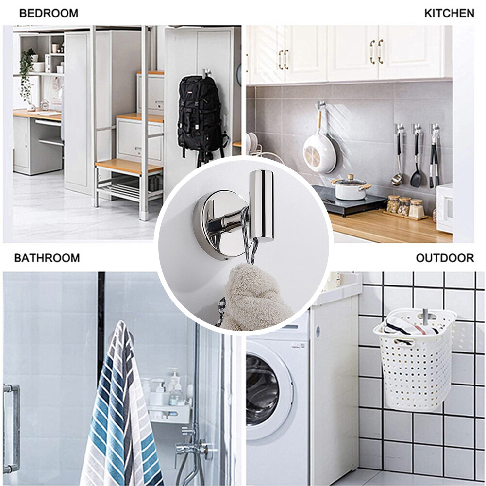2/4 Packs Bathroom Towel Coat Robe Hooks Stainless Steel Door Hanger Wall Hook