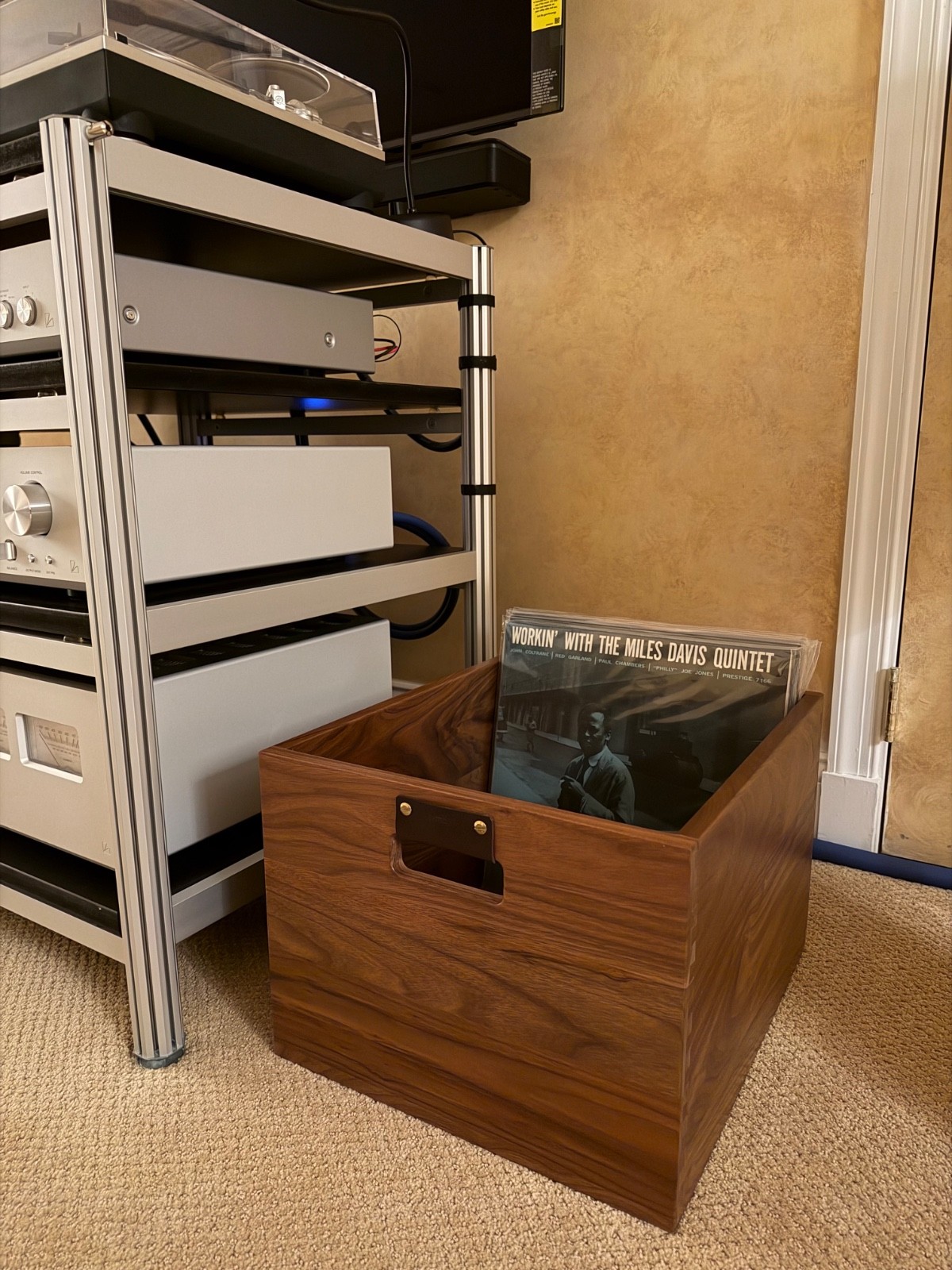 Record LP Crate, Storage Box, Solid Walnut, Dovetail Joinery, Symbol Audio