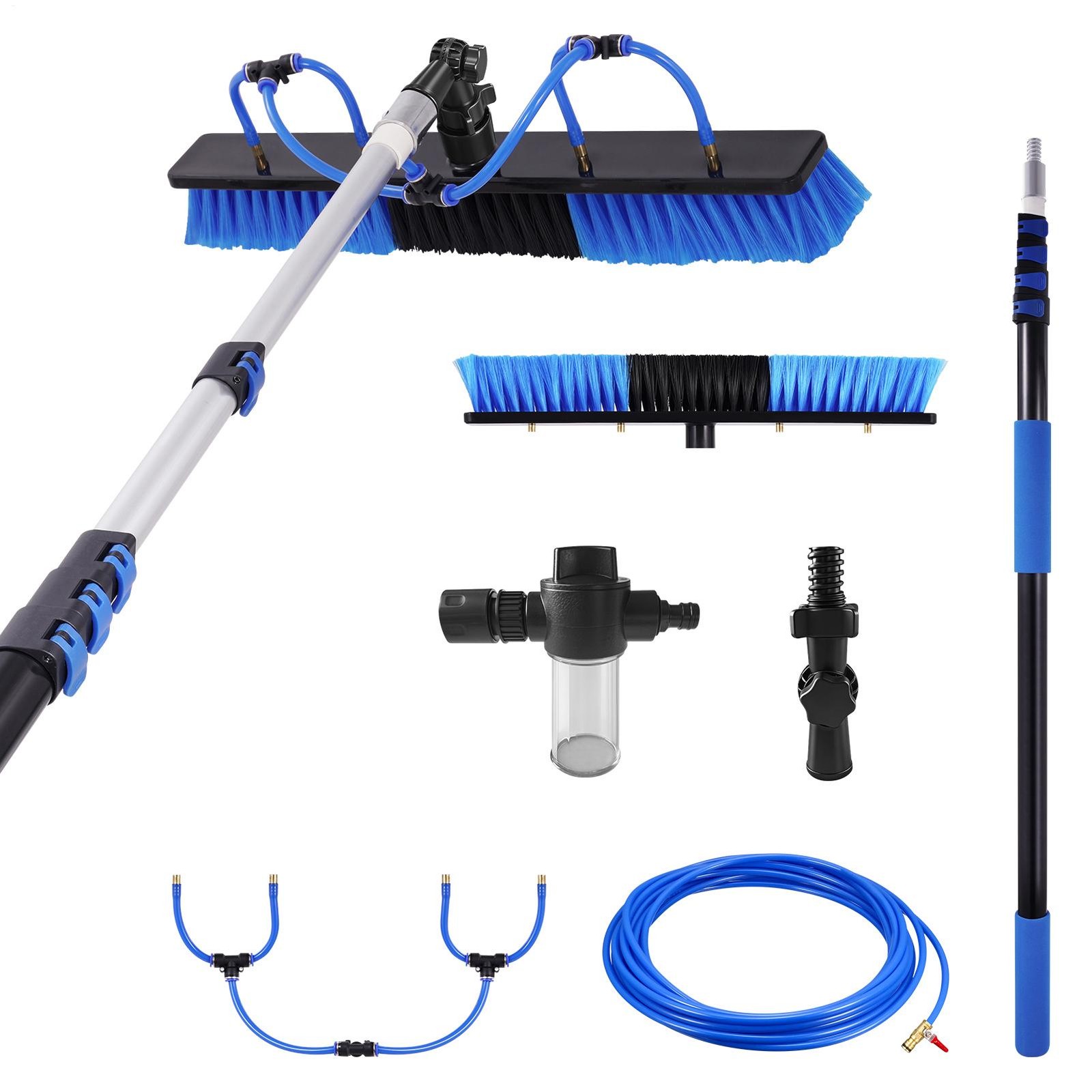 Solar Panel Cleaning Kit with 16 ft Water Fed Pole, Brush and Squeegee
