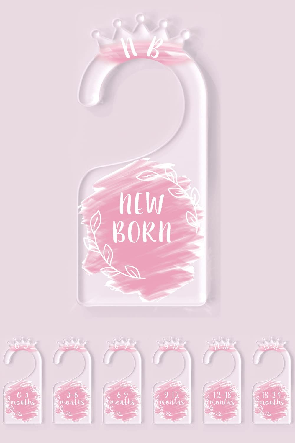 7 PCS Pink Acrylic Baby Closet Dividers Hanger Separators Newborn24 Months