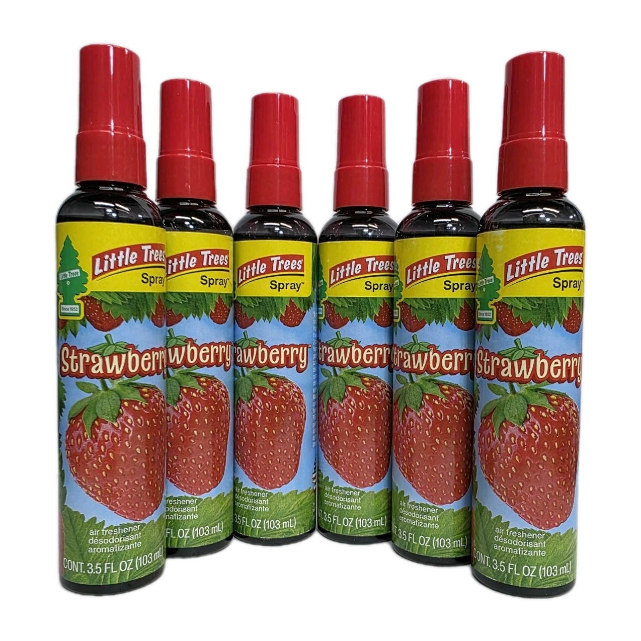 Little Trees 3.5oz Pump Spray Car, Home, Office Air Freshener, Strawberry 6 Pack