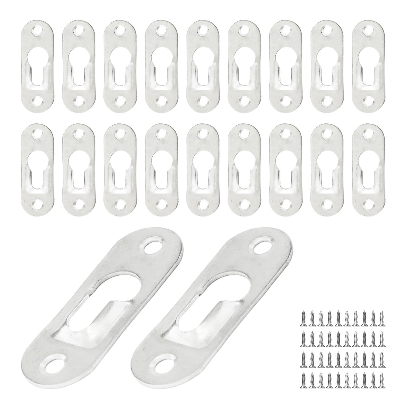 1.75×0.63 Inch Heavy Duty Keyhole Hangers Single Hole Plates Silver 20 PCS