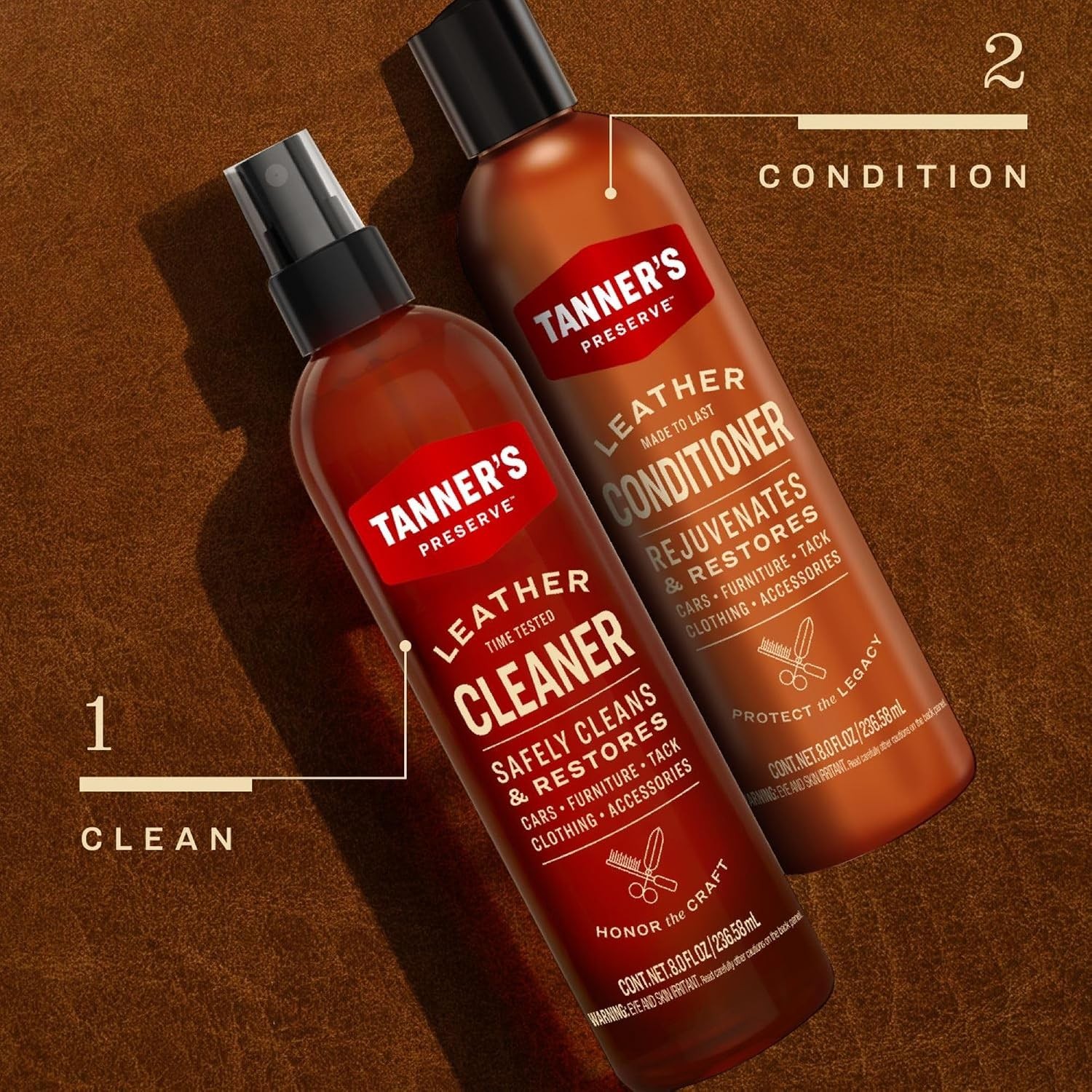 Leather Cleaner and Conditioner Duo Pack, Restoration Products, Care Kit