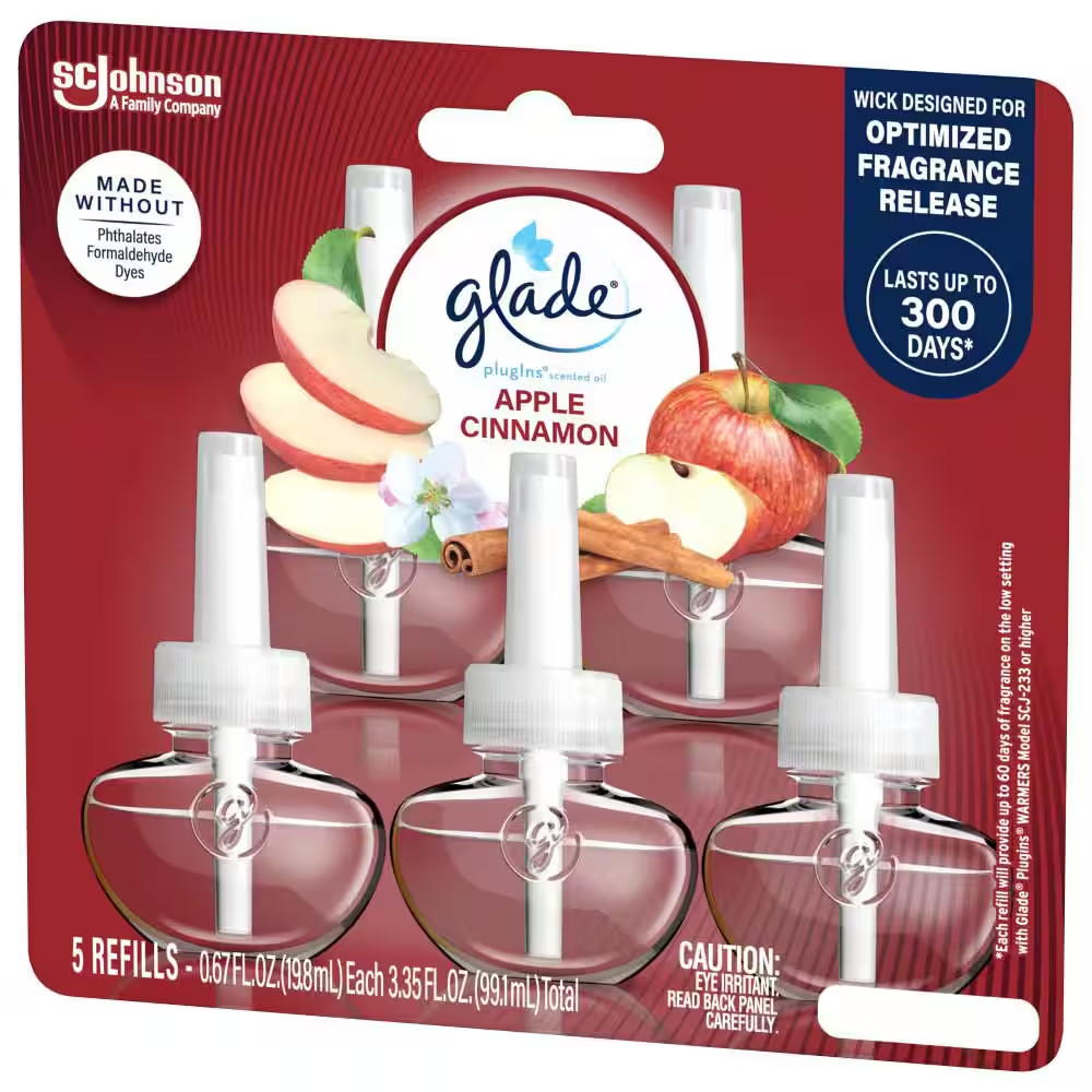 3.35 Fl. Oz. Apple Cinnamon Scented Oil Plug-In Air Freshener Refill (5-Count)
