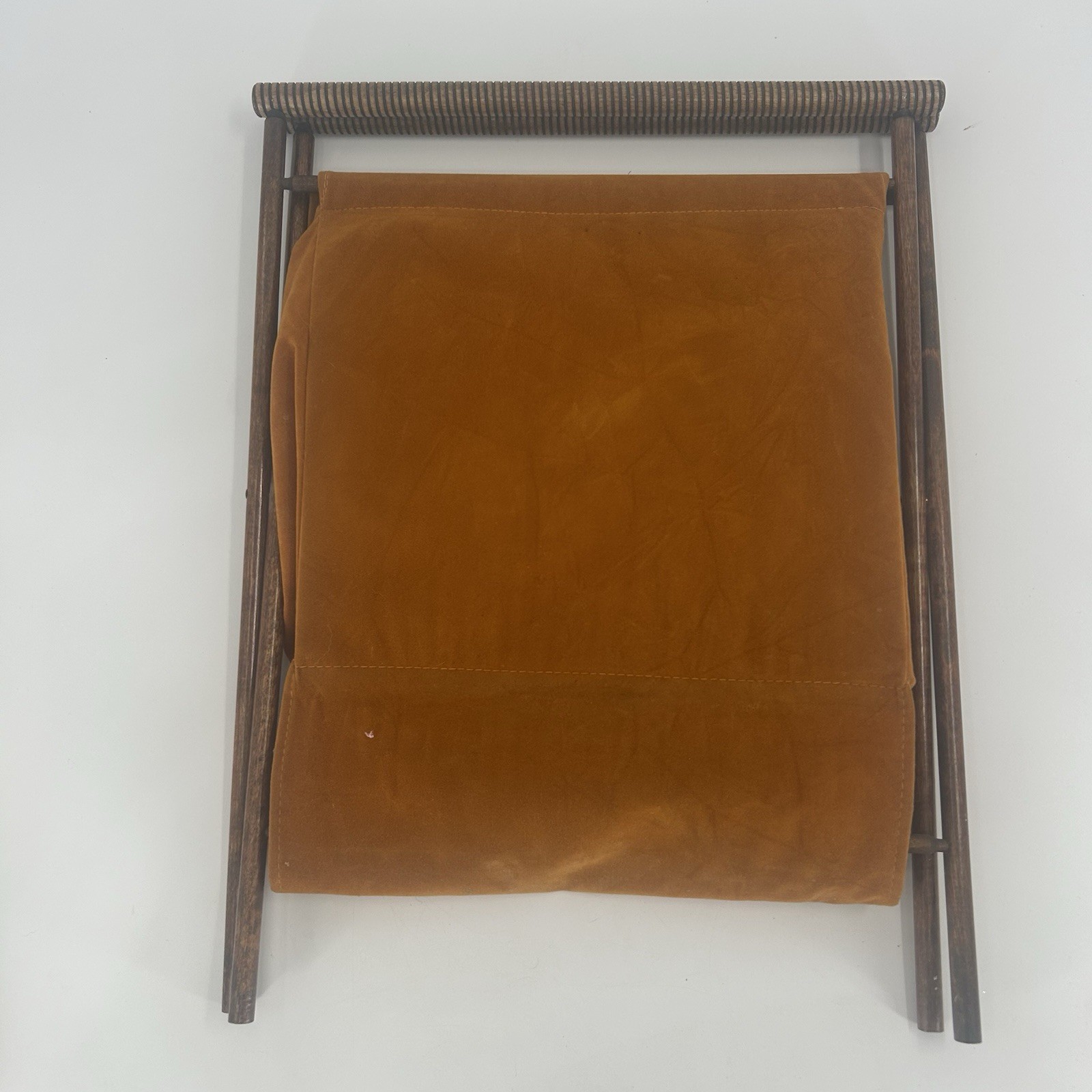 Vintage MCM, Mid Century Modern Folding Wood Leather Magazine Rack Fast Shipping